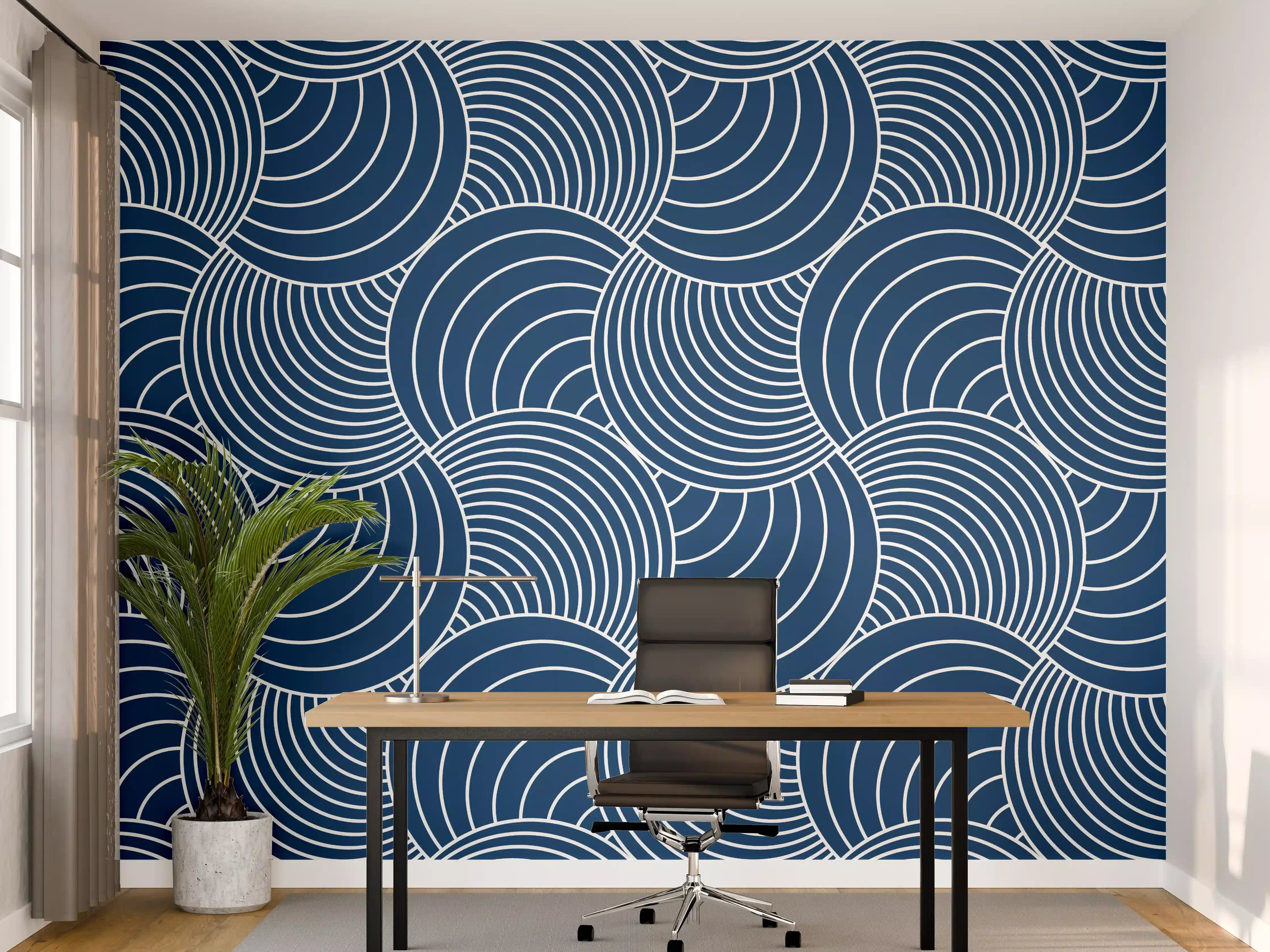 Büro Wandgestaltung - Moderne blaue Wellen