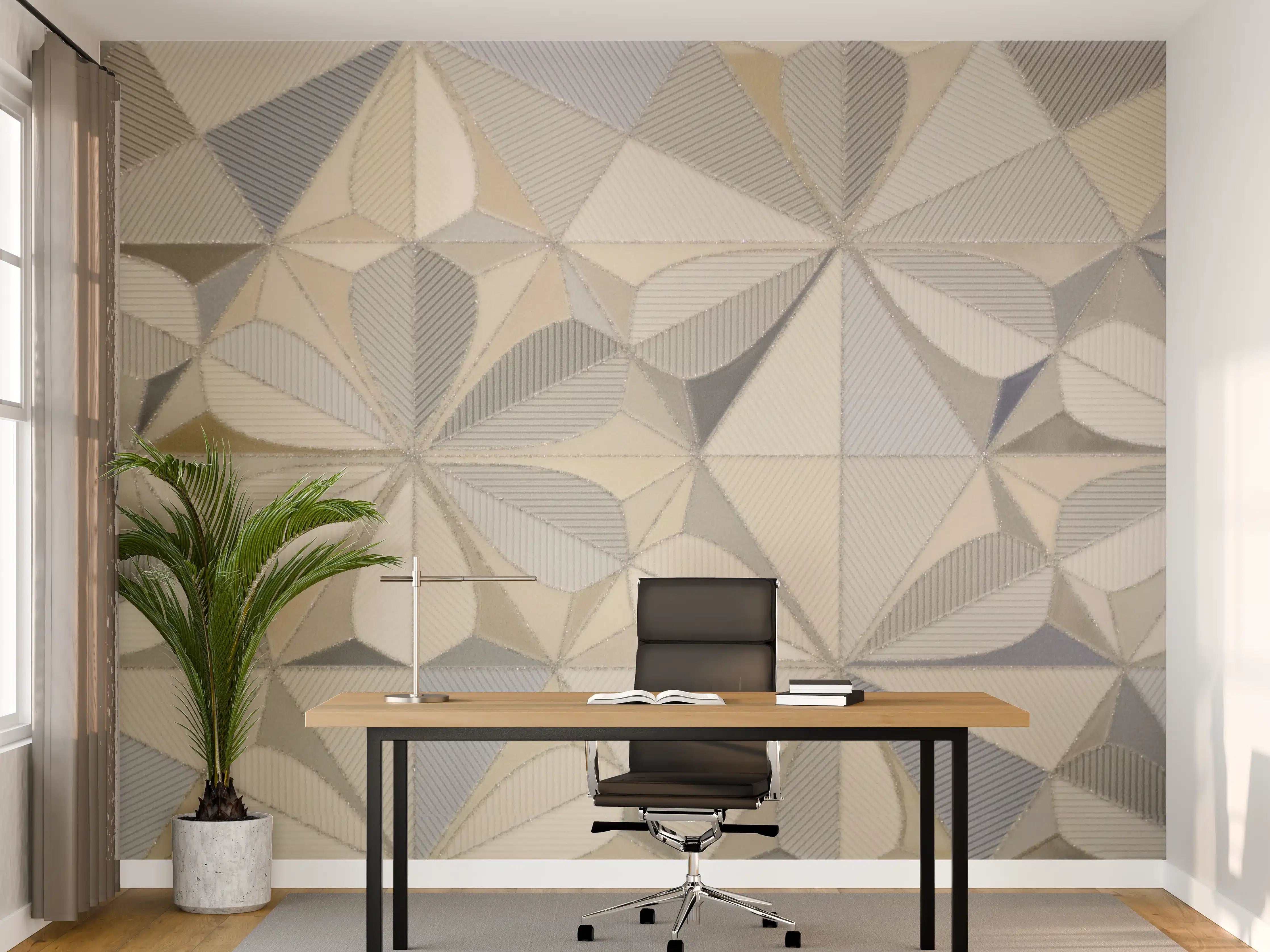 Büro Wandgestaltung - Moderne geometrische Fliese in neutralen Tönen