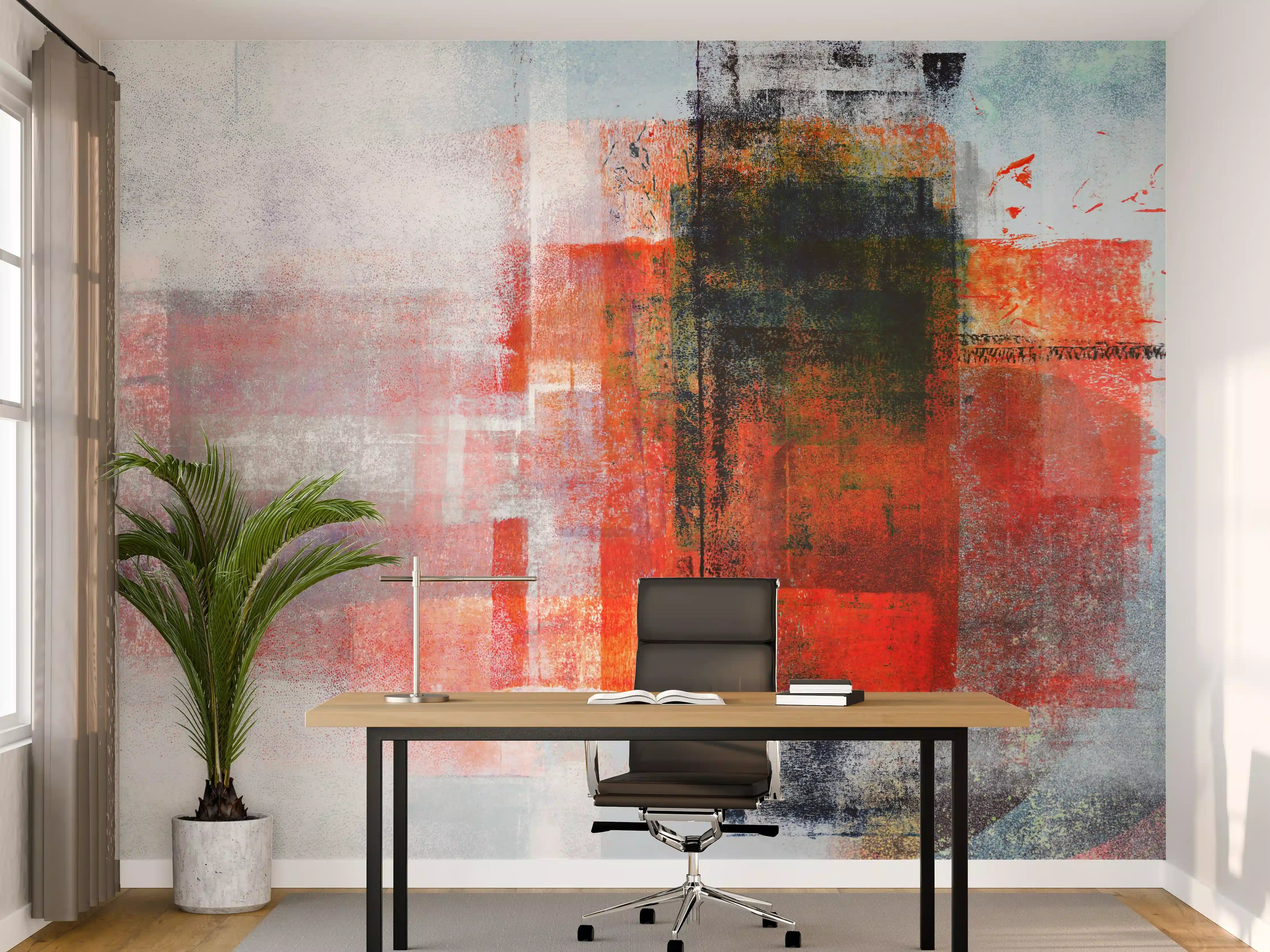 Büro Wandgestaltung - Moderner Abstrakter Rot-Grau-Mix