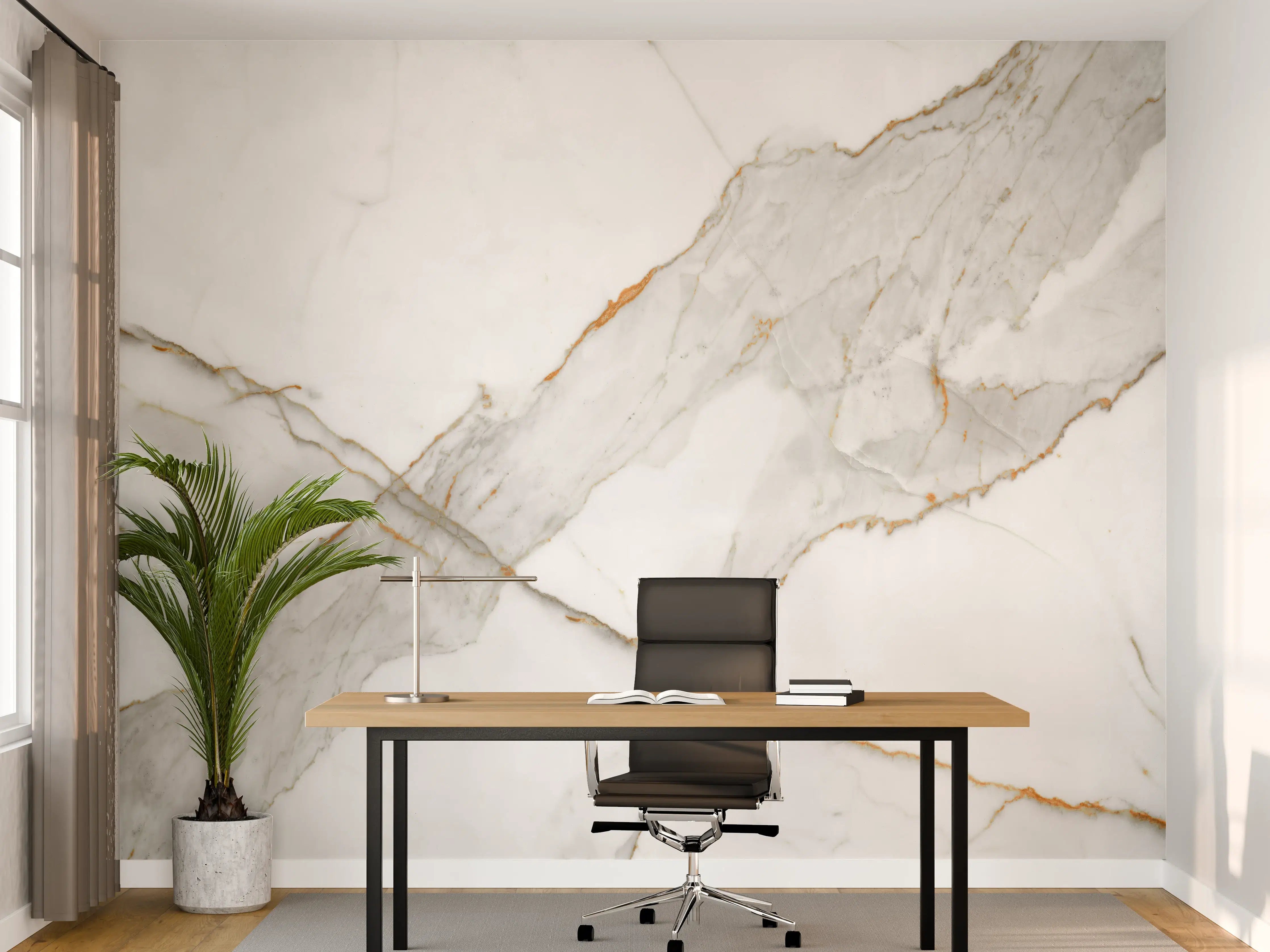 Büro Wandgestaltung - Moderner Weiß-Grauer Marmor