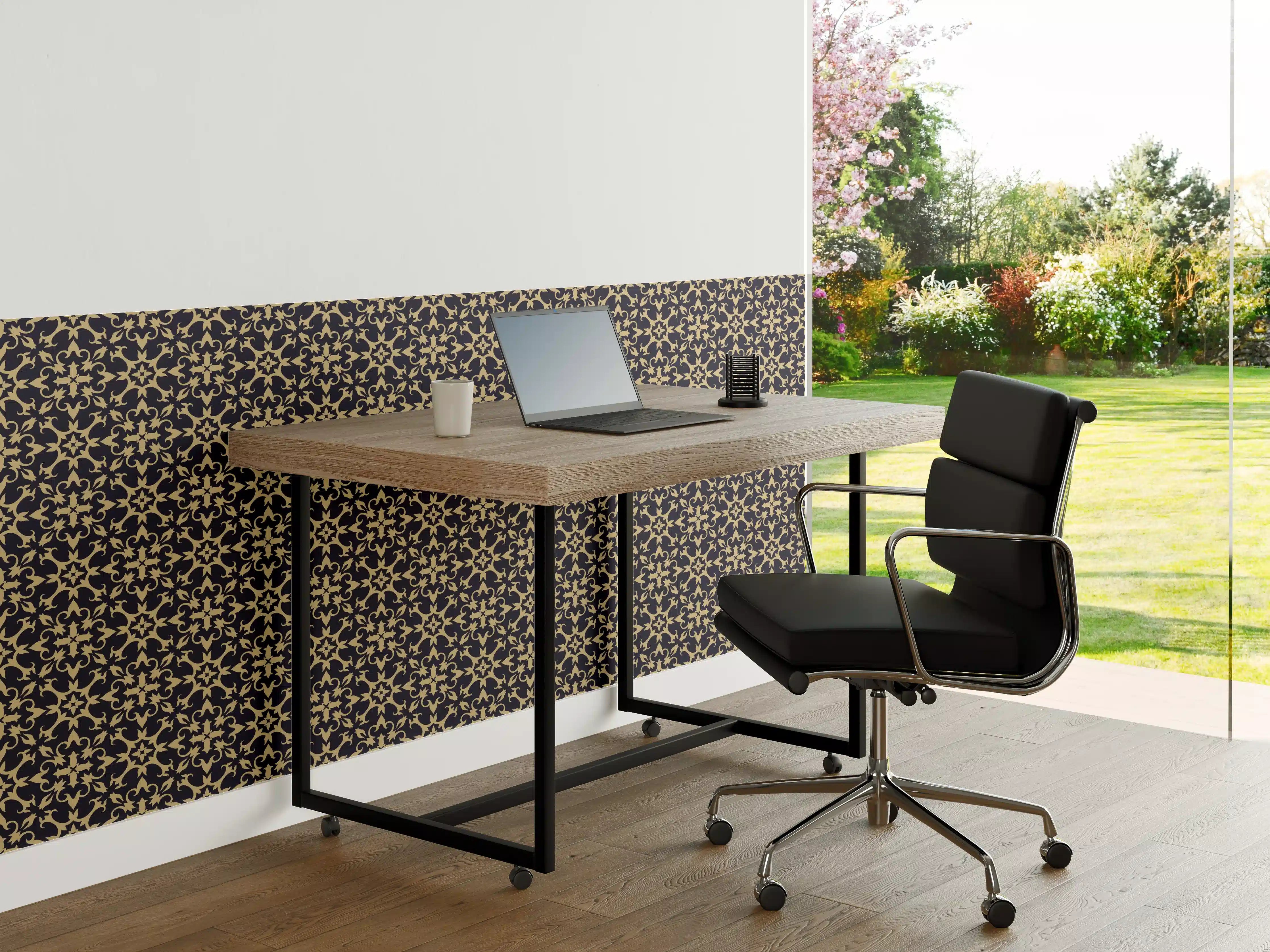 Büro Wandgestaltung - Modernes Grau-Schwarz Muster