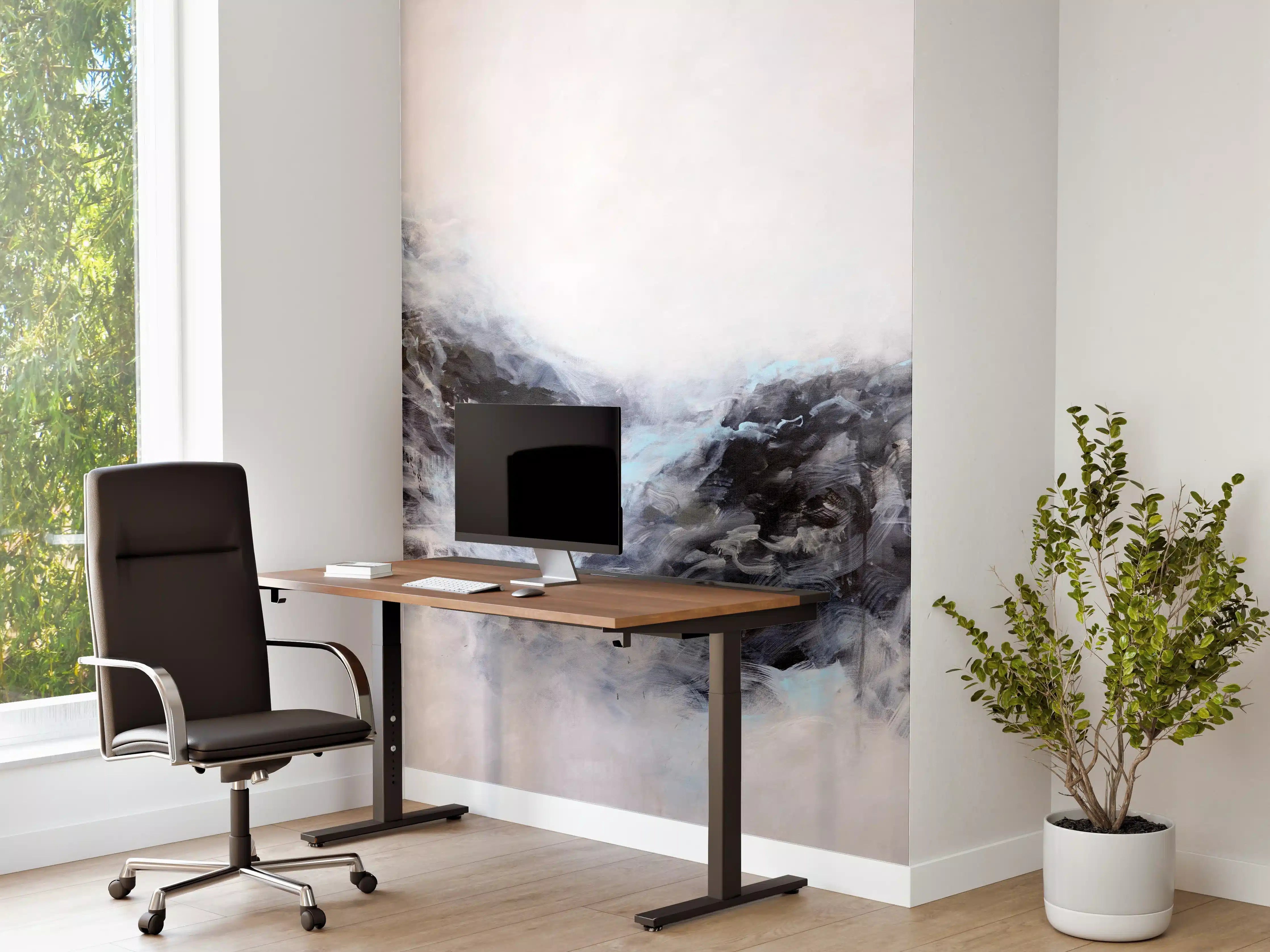 Büro Wandgestaltung - Modernes Küsten-Abstrakt Blau-Grau