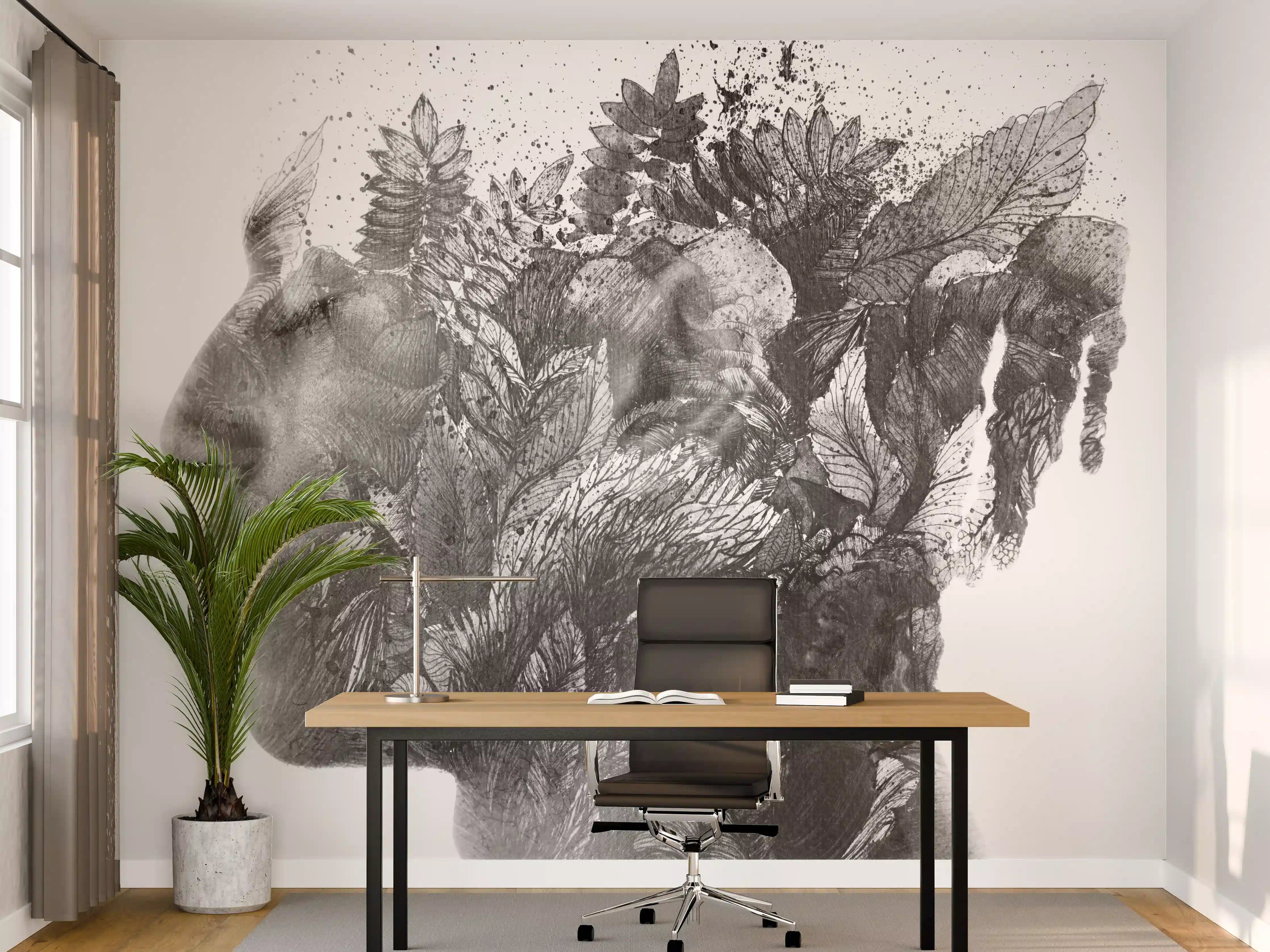 Büro Wandgestaltung - Modernes Portrait in schwarz - weiß