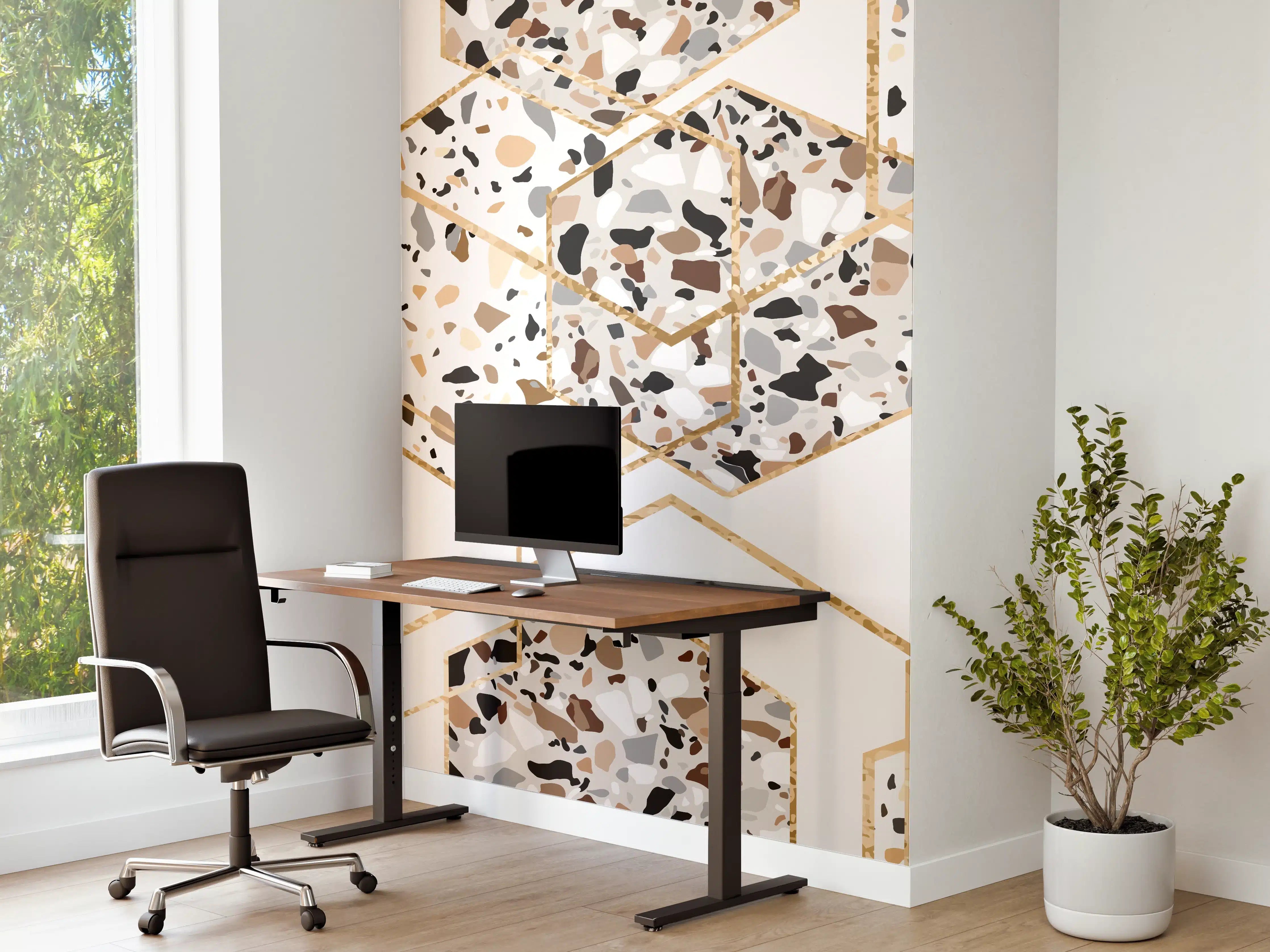 Büro Wandgestaltung - Modernes Terrazzo-Gold-Muster