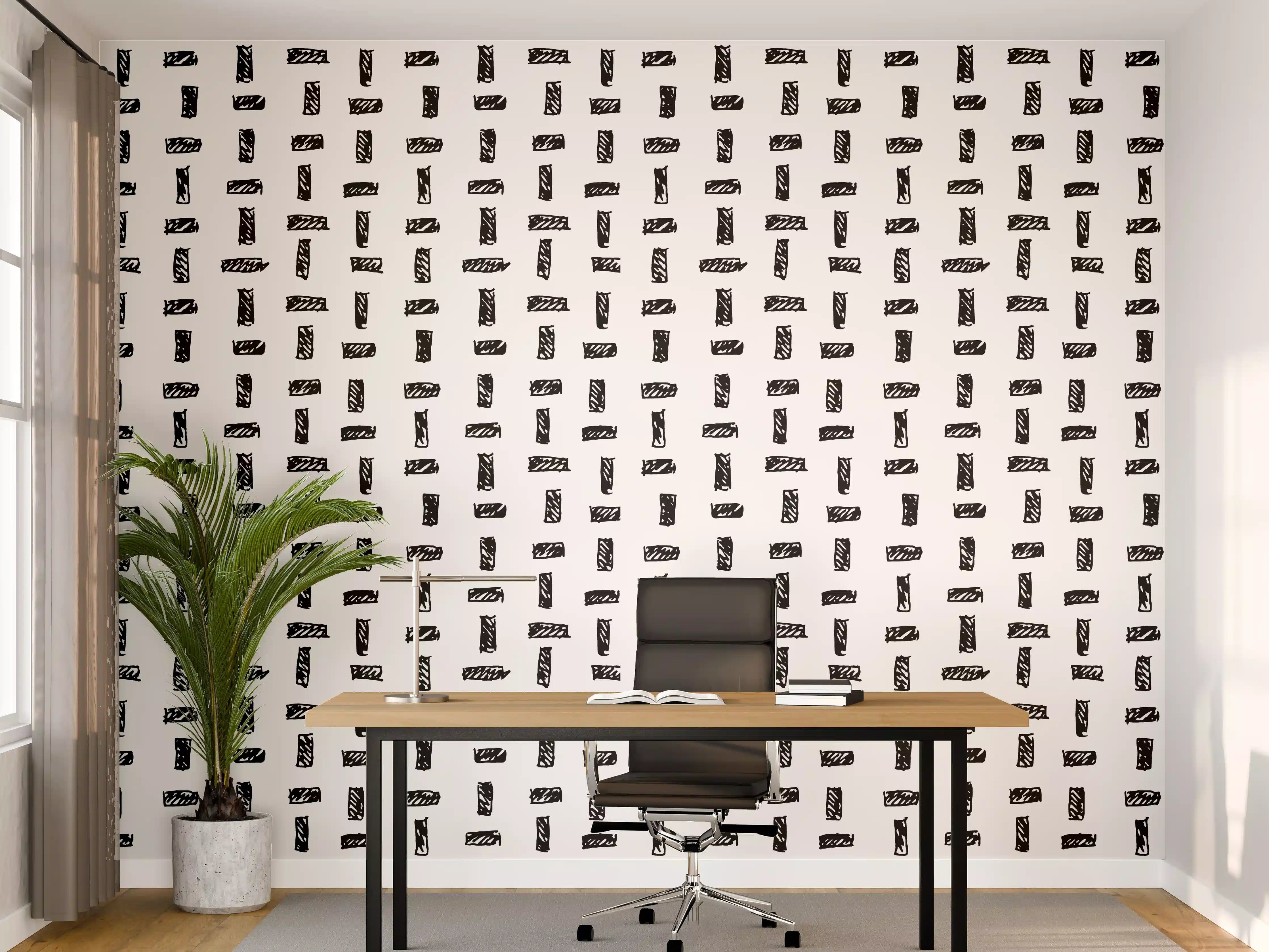 Büro Wandgestaltung - Modernes geometrisches Muster in Schwarz-Weiß