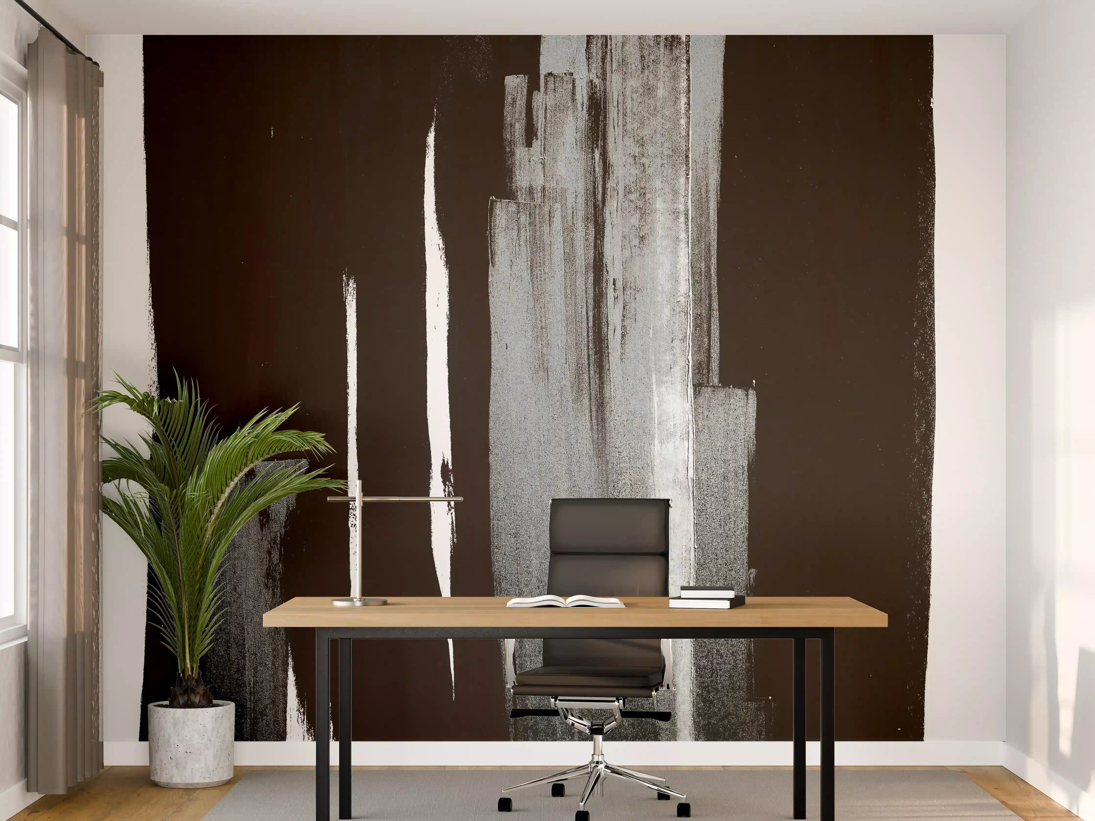 Büro Wandgestaltung - Monochrome Abstraktion Grau Schwarz