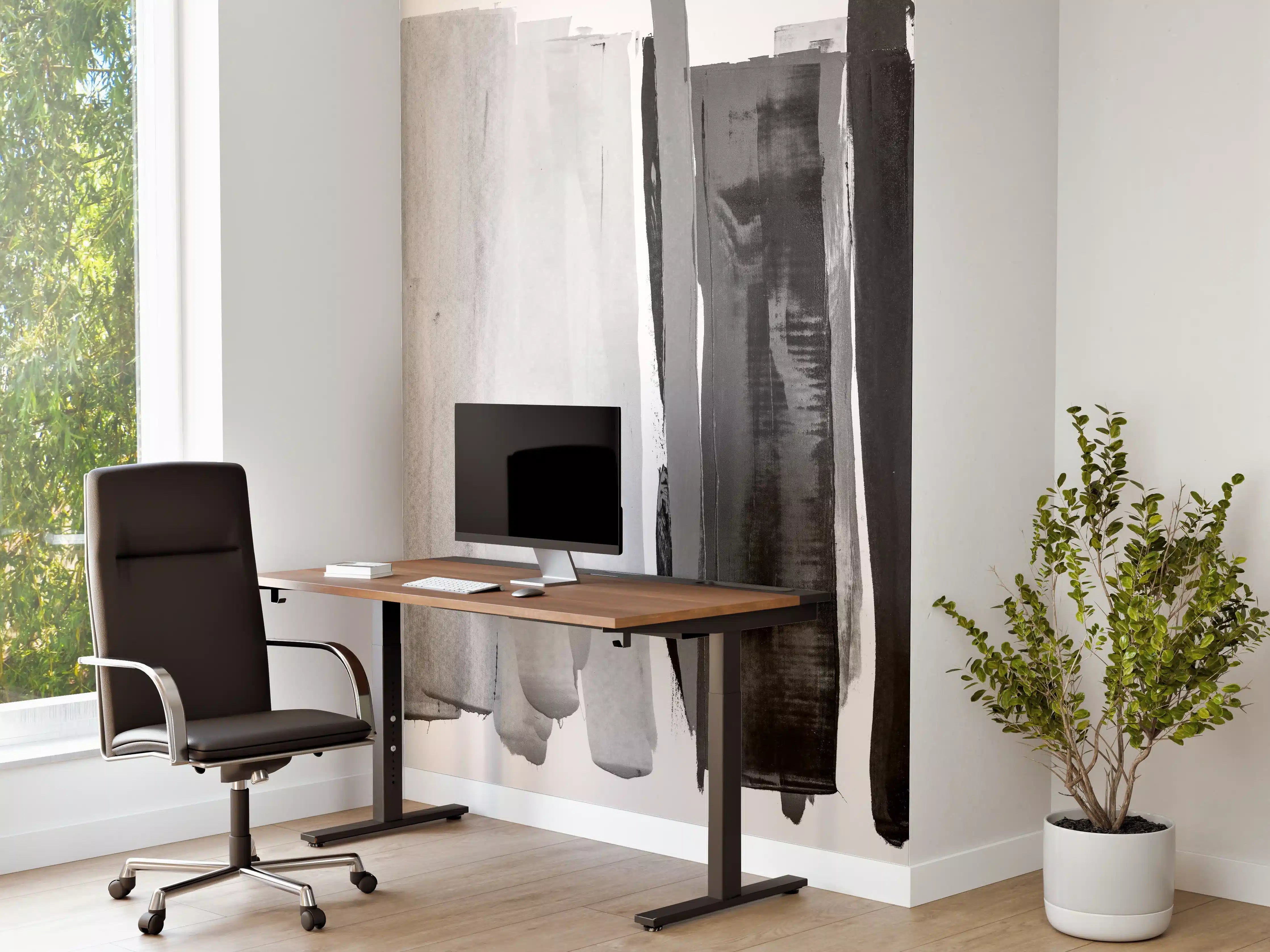 Büro Wandgestaltung - Monochrome Aquarell-Striche
