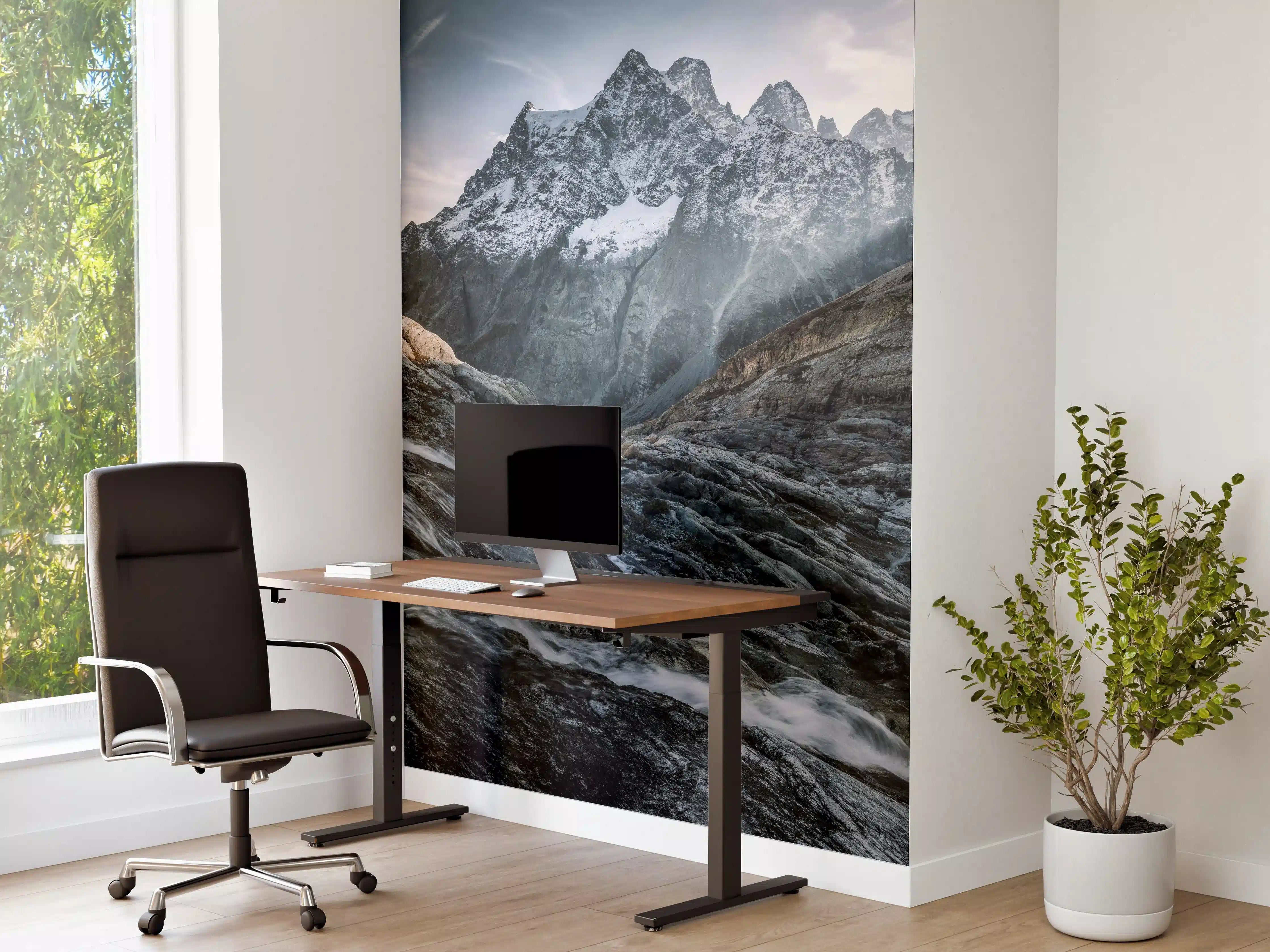 Büro Wandgestaltung - Monochrome Berglandschaft