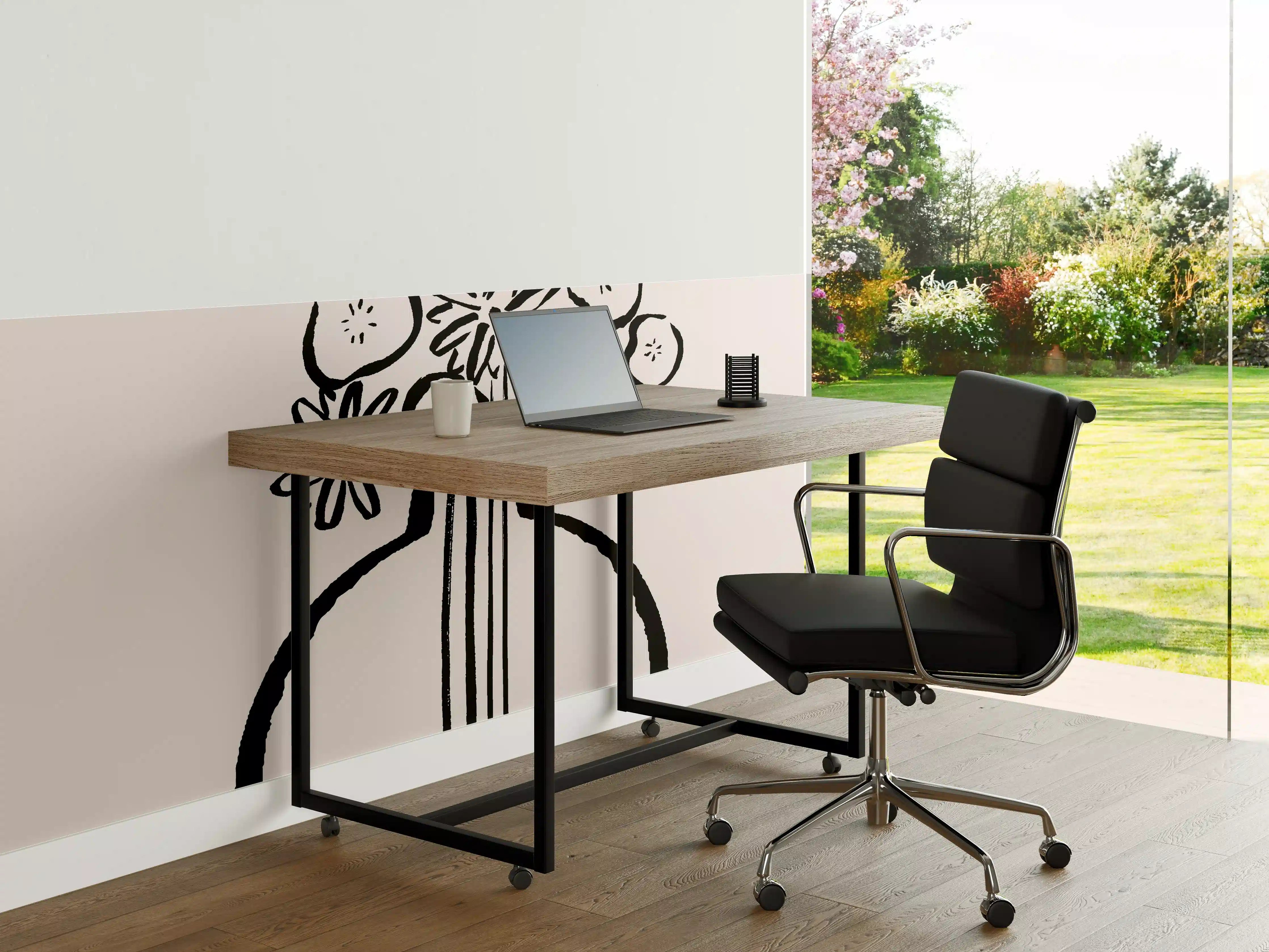 Büro Wandgestaltung - Monochrome Blumenvase Schwarz-Weiß