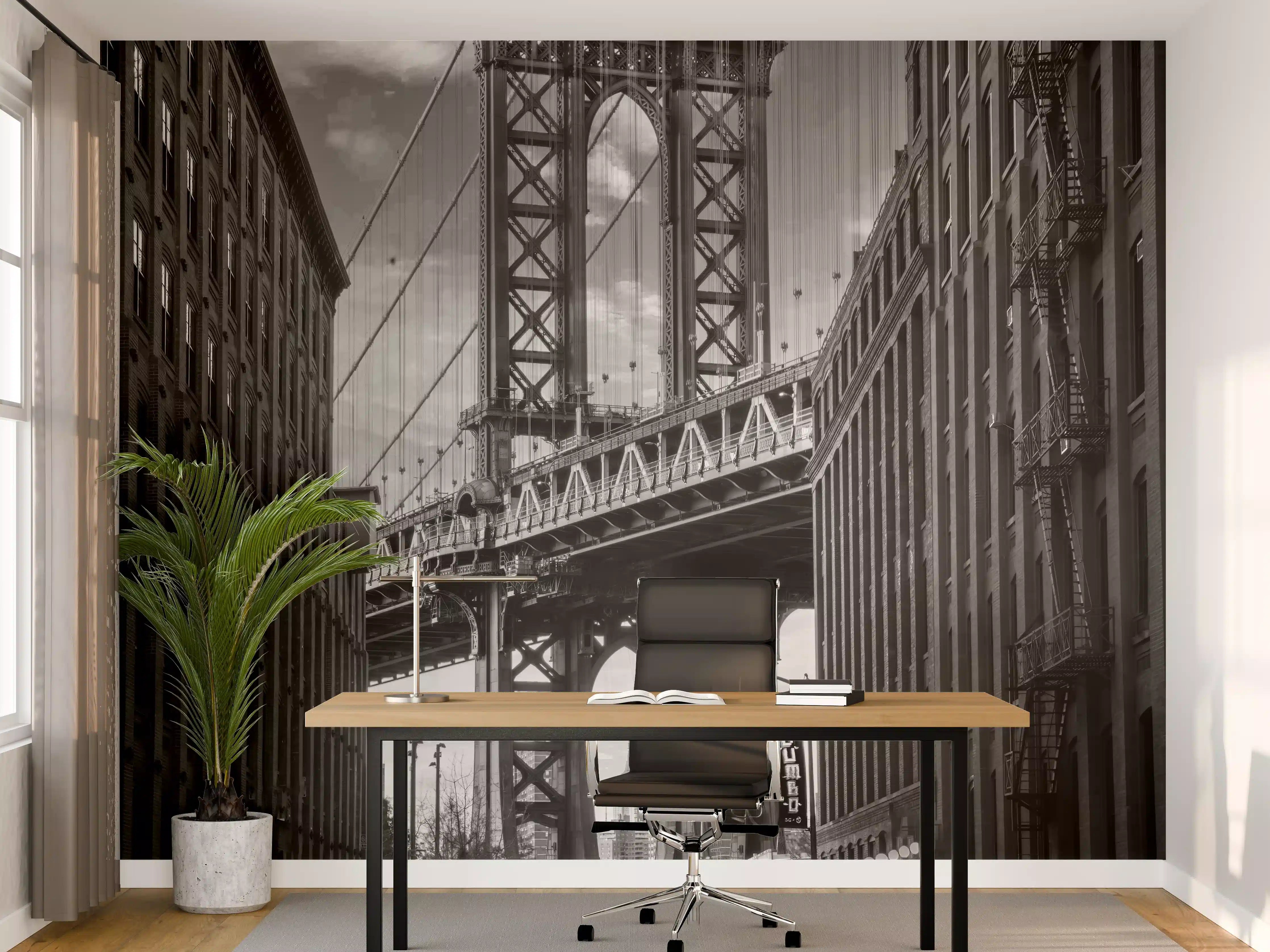 Büro Wandgestaltung - Monochrome NYC Brückenszene