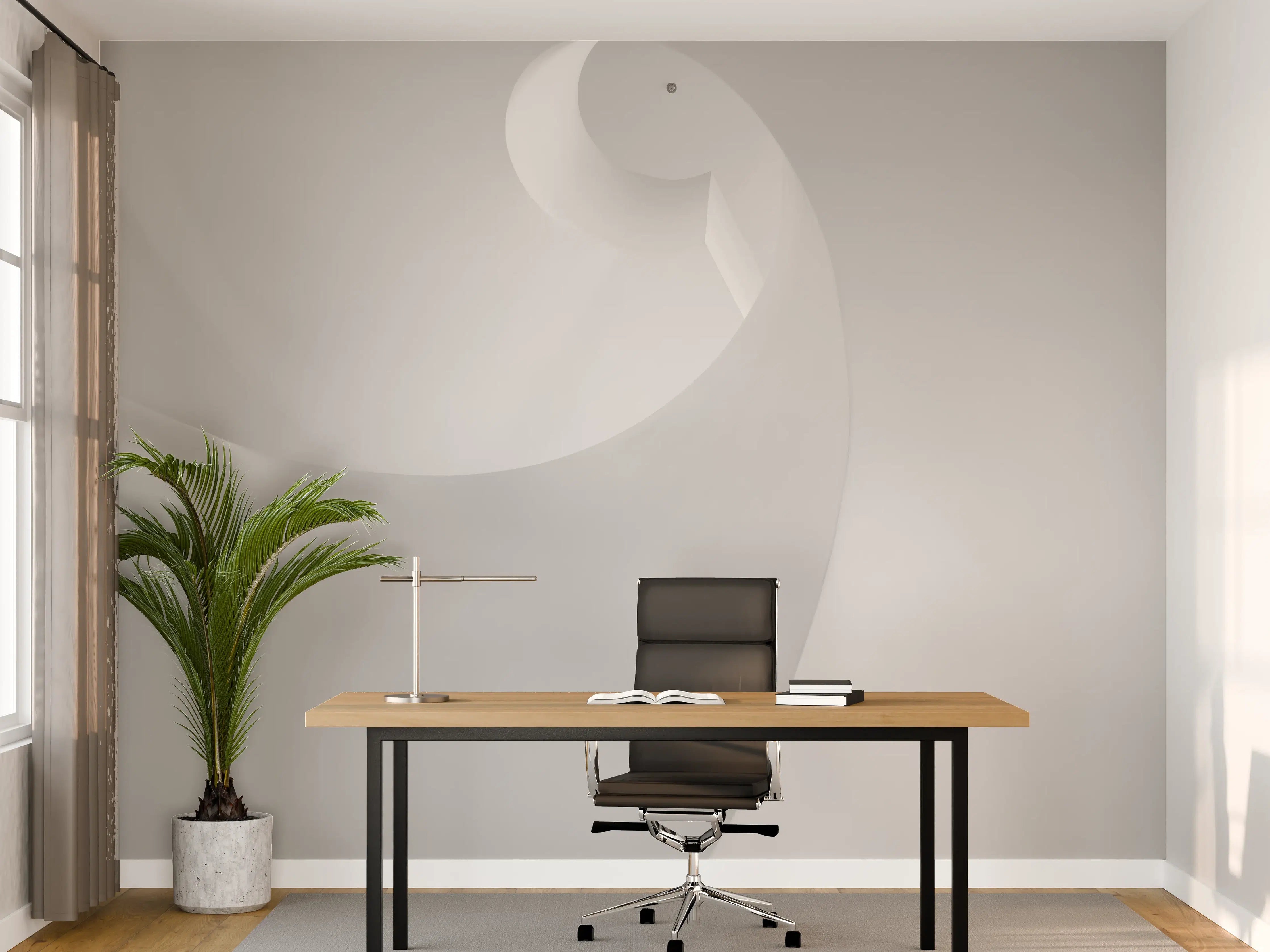 Büro Wandgestaltung - Monochrome Spiral-Treppe