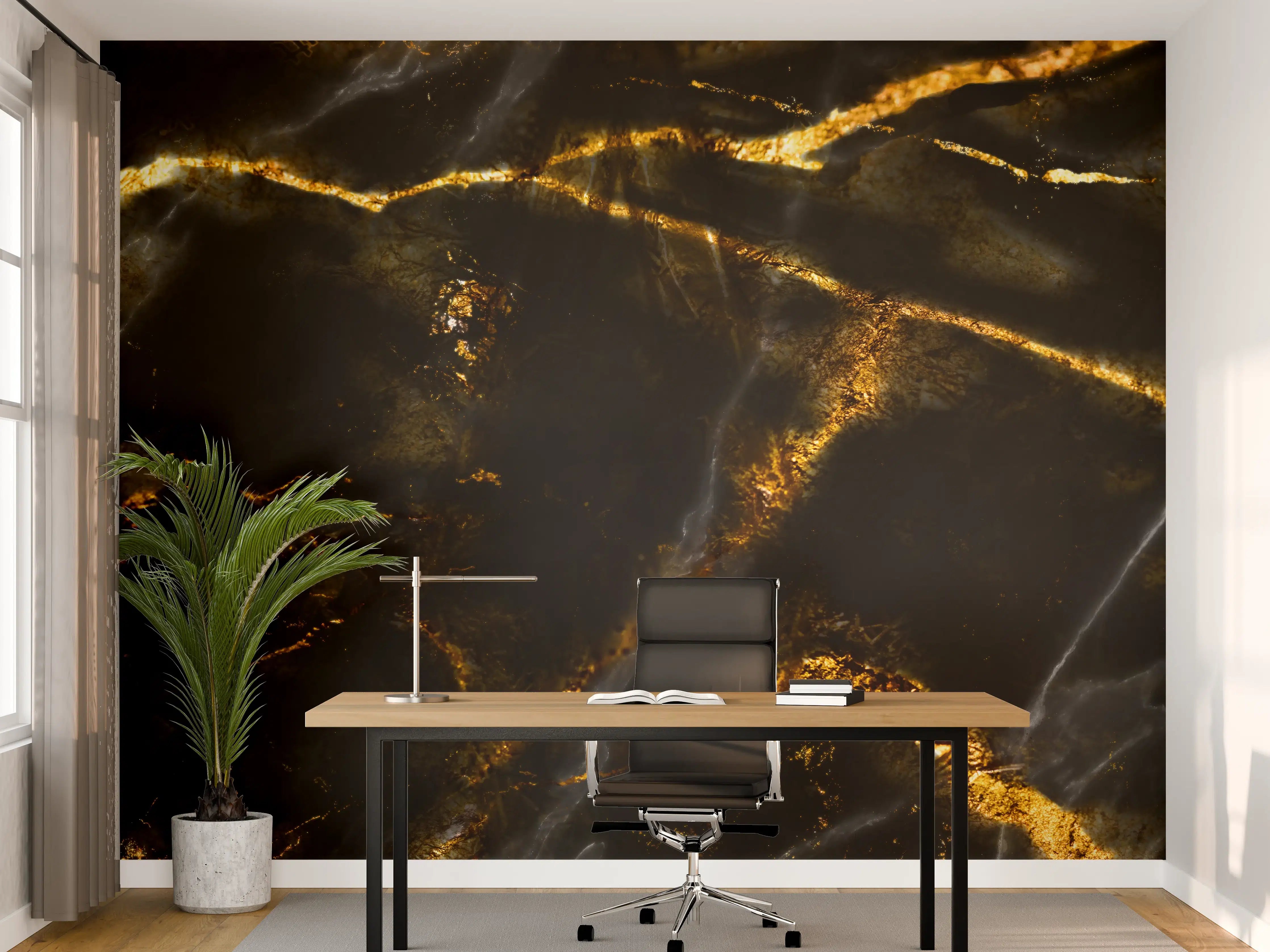 Büro Wandgestaltung - Monocolor Alkohol Tinte Marmorierung