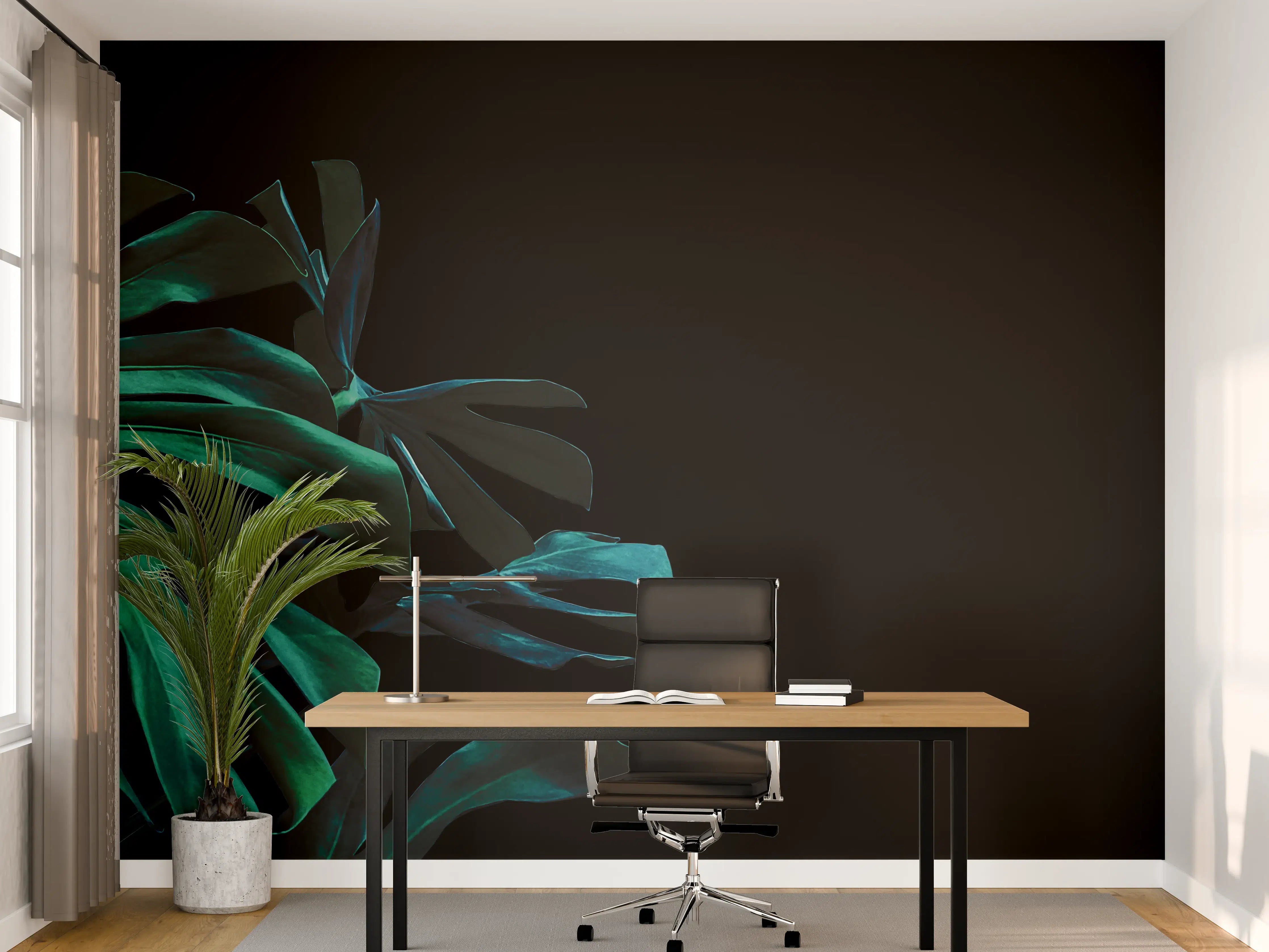 Büro Wandgestaltung - Monstera deliciosa - tropische Blätter