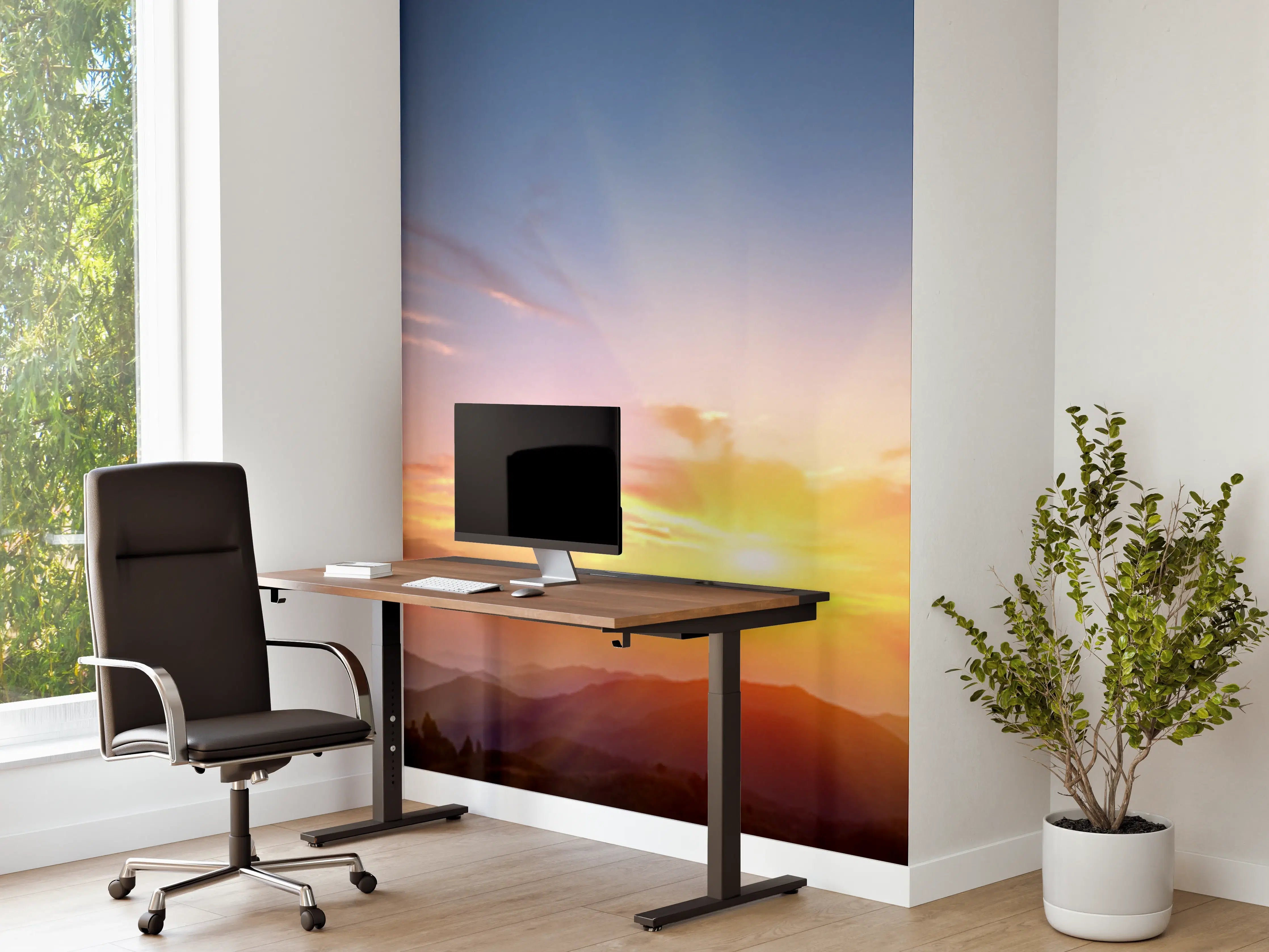 Büro Wandgestaltung - Morgendämmerung über Berglandschaft