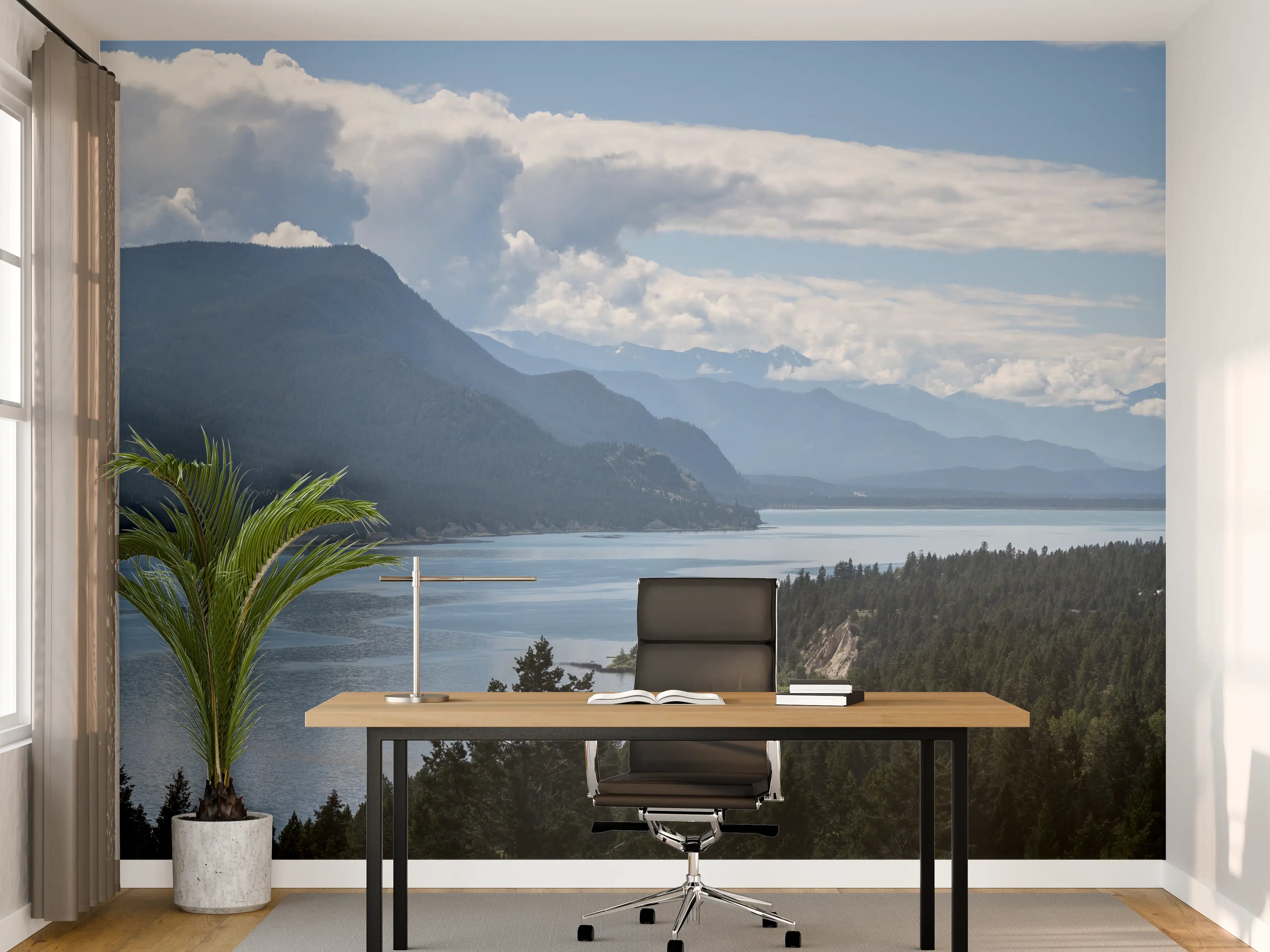 Büro Wandgestaltung - Morgennebel über den Gipfeln des Fairmont Ridge
