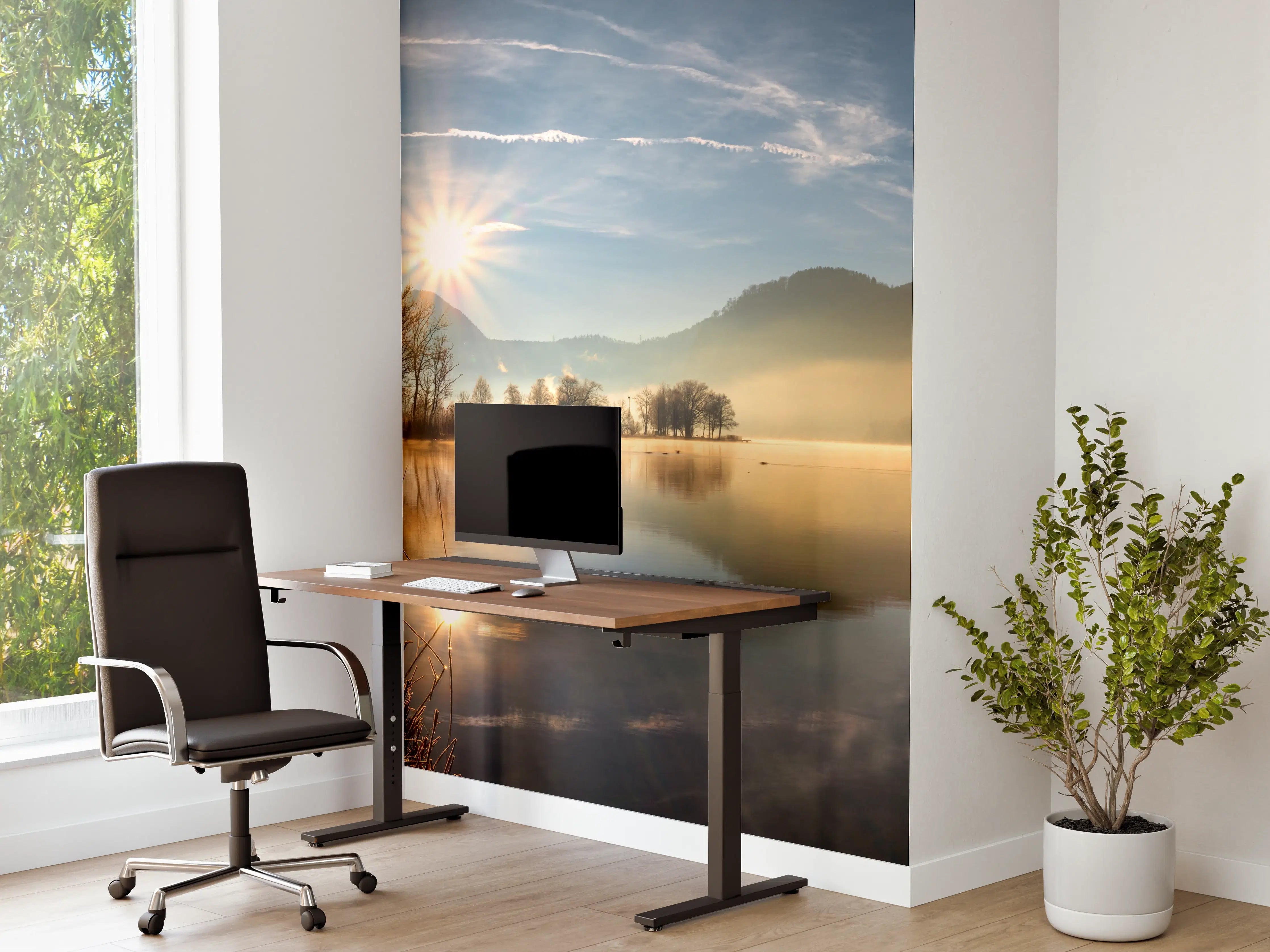 Büro Wandgestaltung - Morgensonnenblick auf den Bayerischen Kochelsee