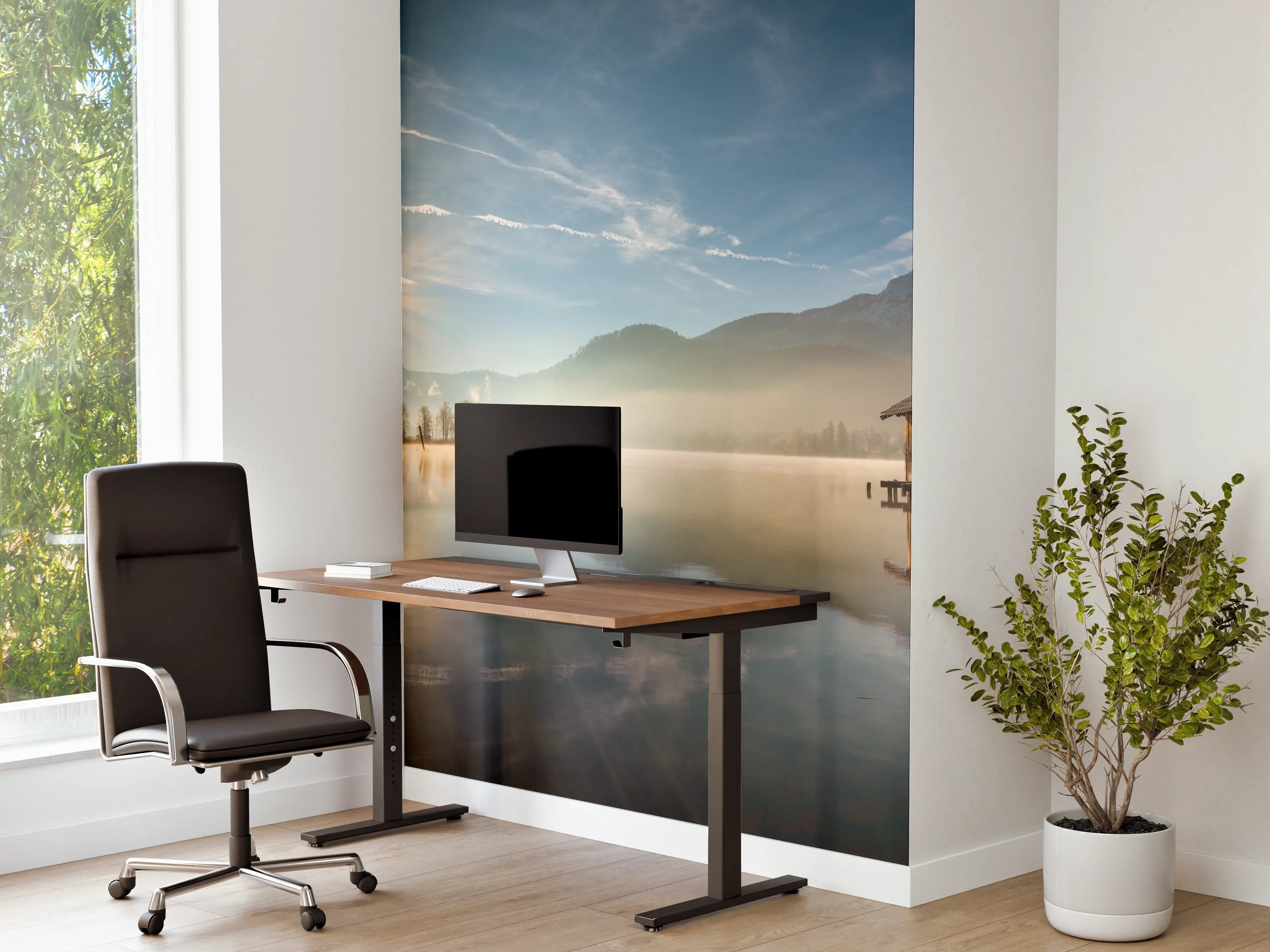 Büro Wandgestaltung - Morgensonnenblick über Bayerischen Kochelsee