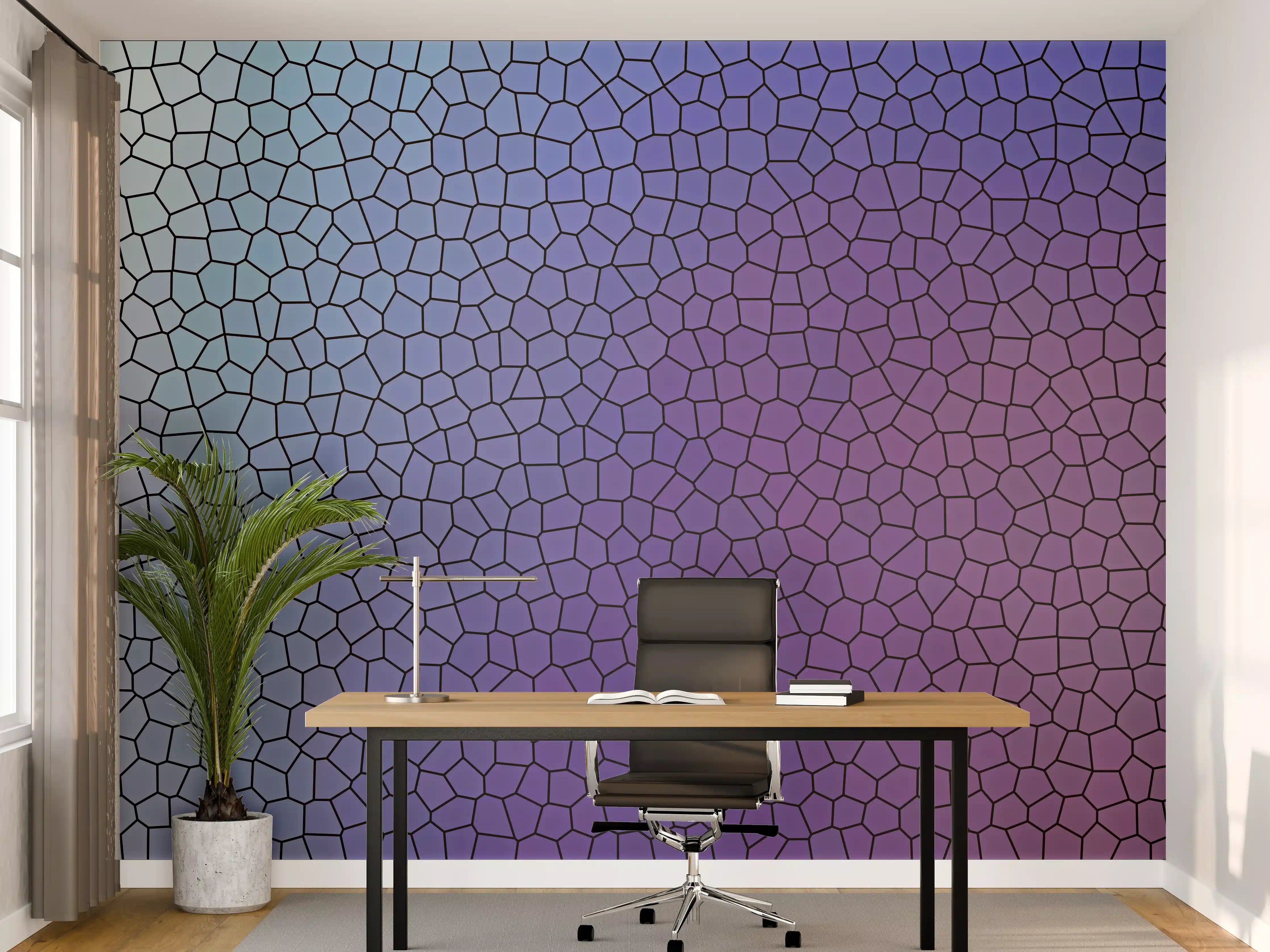 Büro Wandgestaltung - Mosaik mit lila-bläulichem Übergang