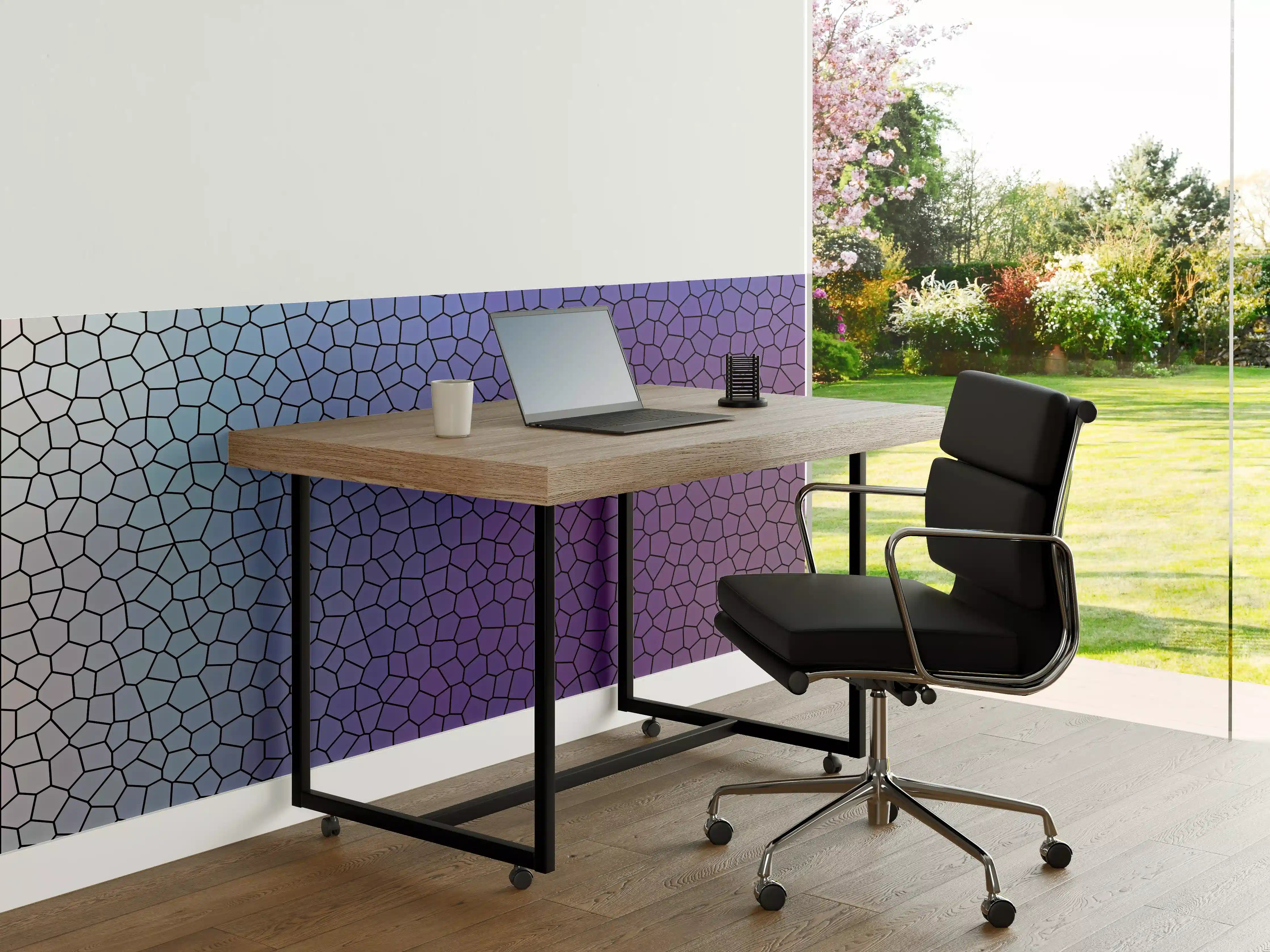 Büro Wandgestaltung - Mosaik mit lila-bläulichem Übergang