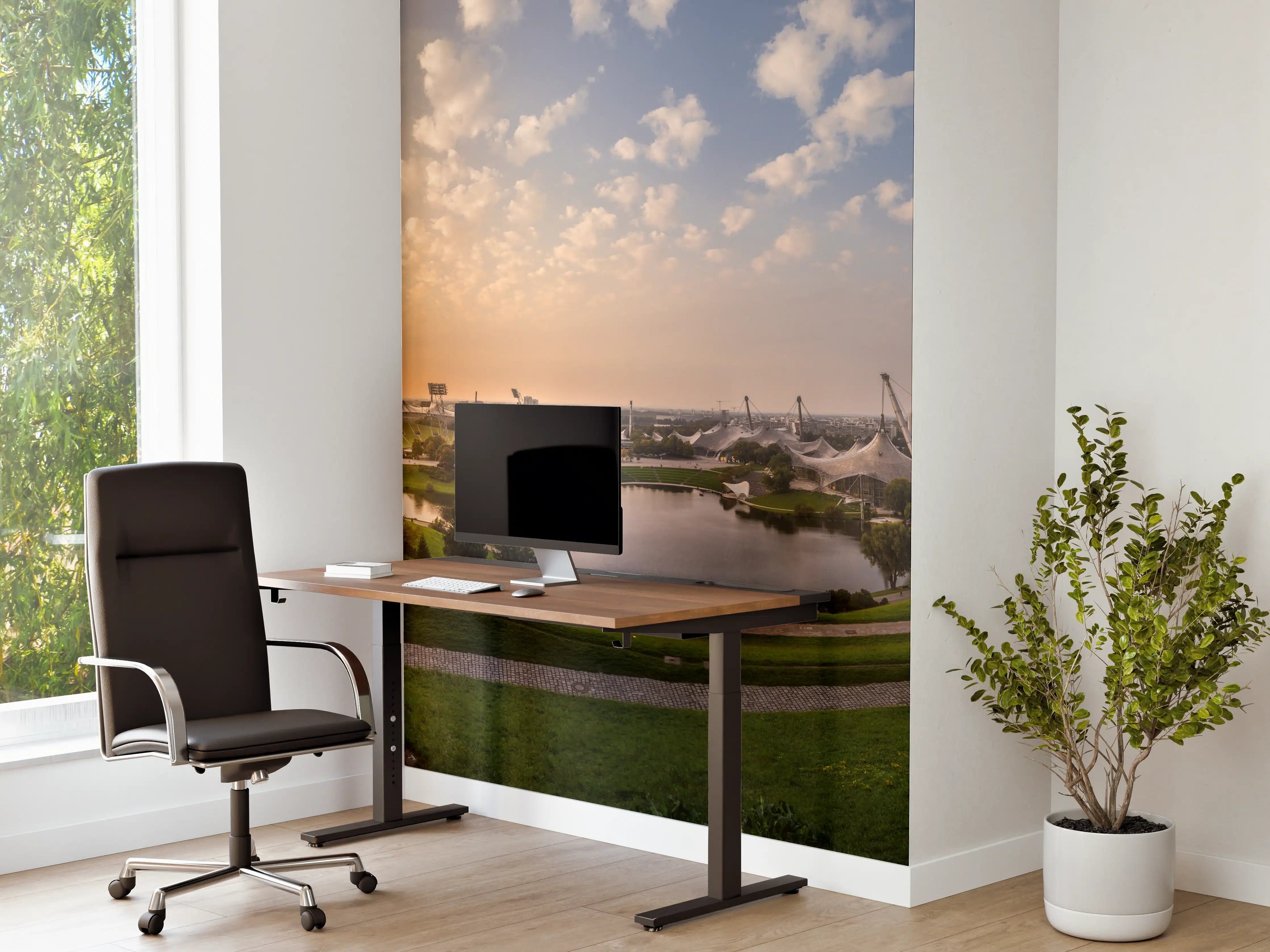 Büro Wandgestaltung - München Olympiaberg mit Sonnenuntergang