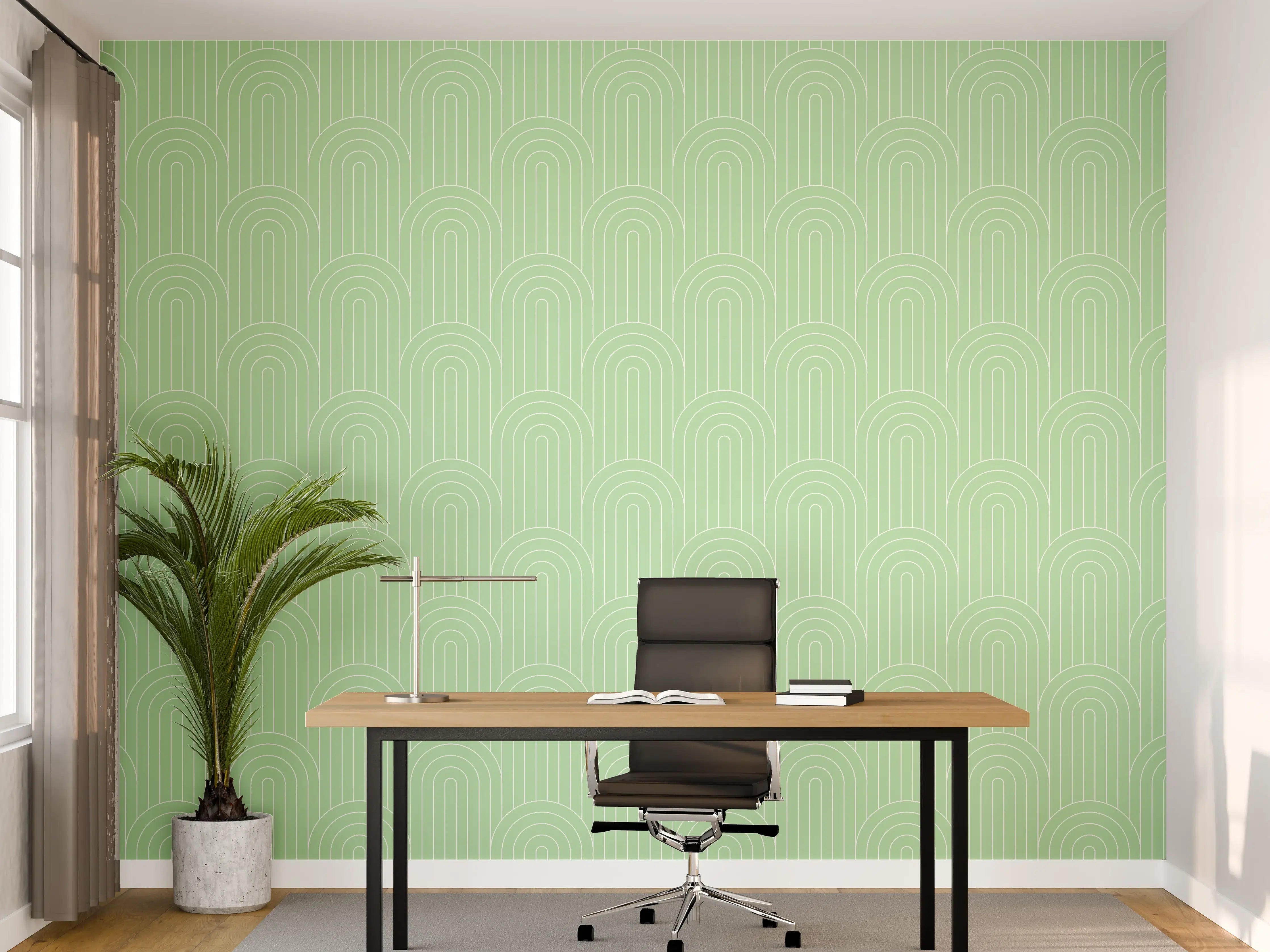 Büro Wandgestaltung - Mural mit sanften Grüntönen
