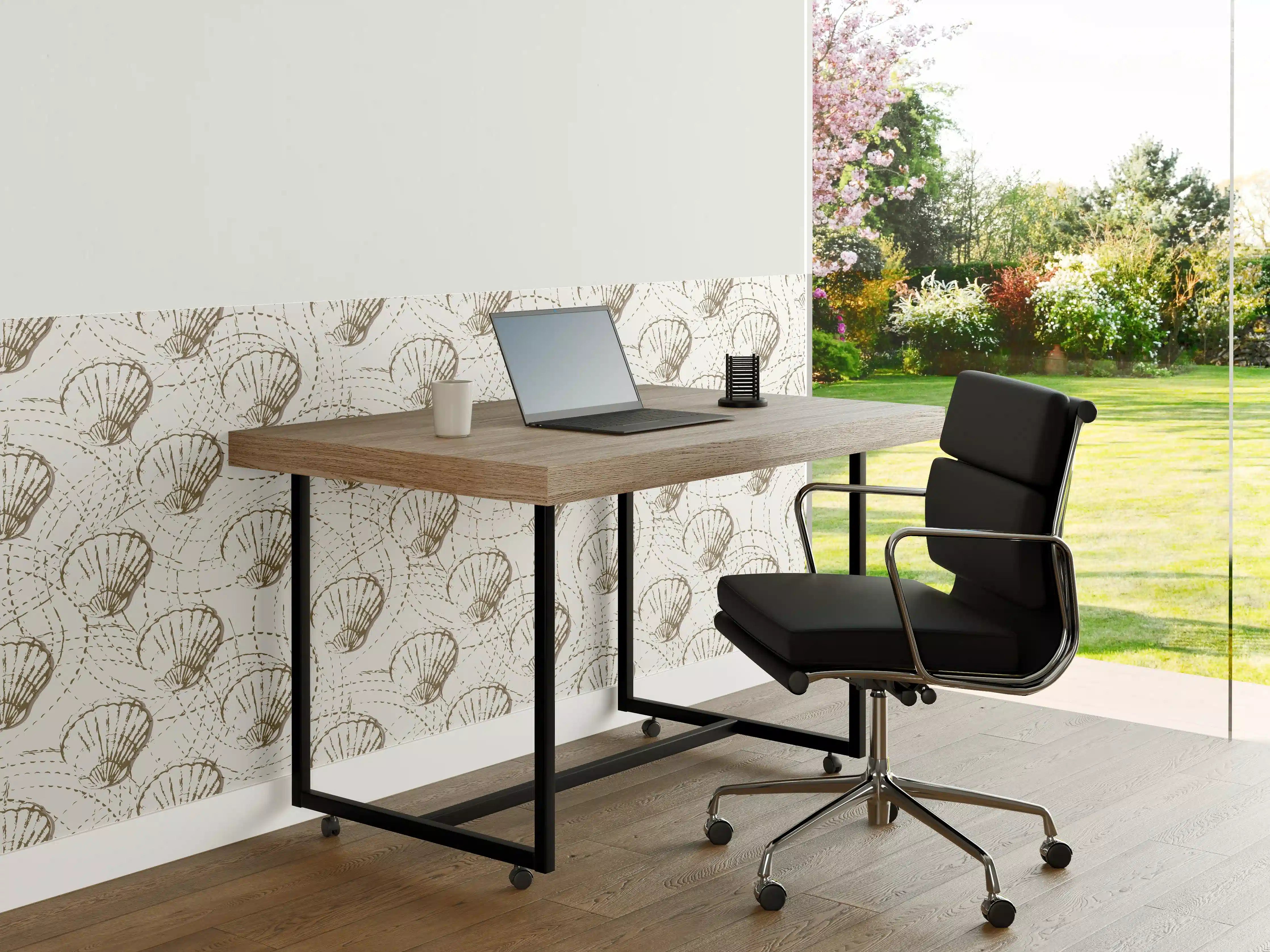 Büro Wandgestaltung - Muschel-Muster Weiß-Beige