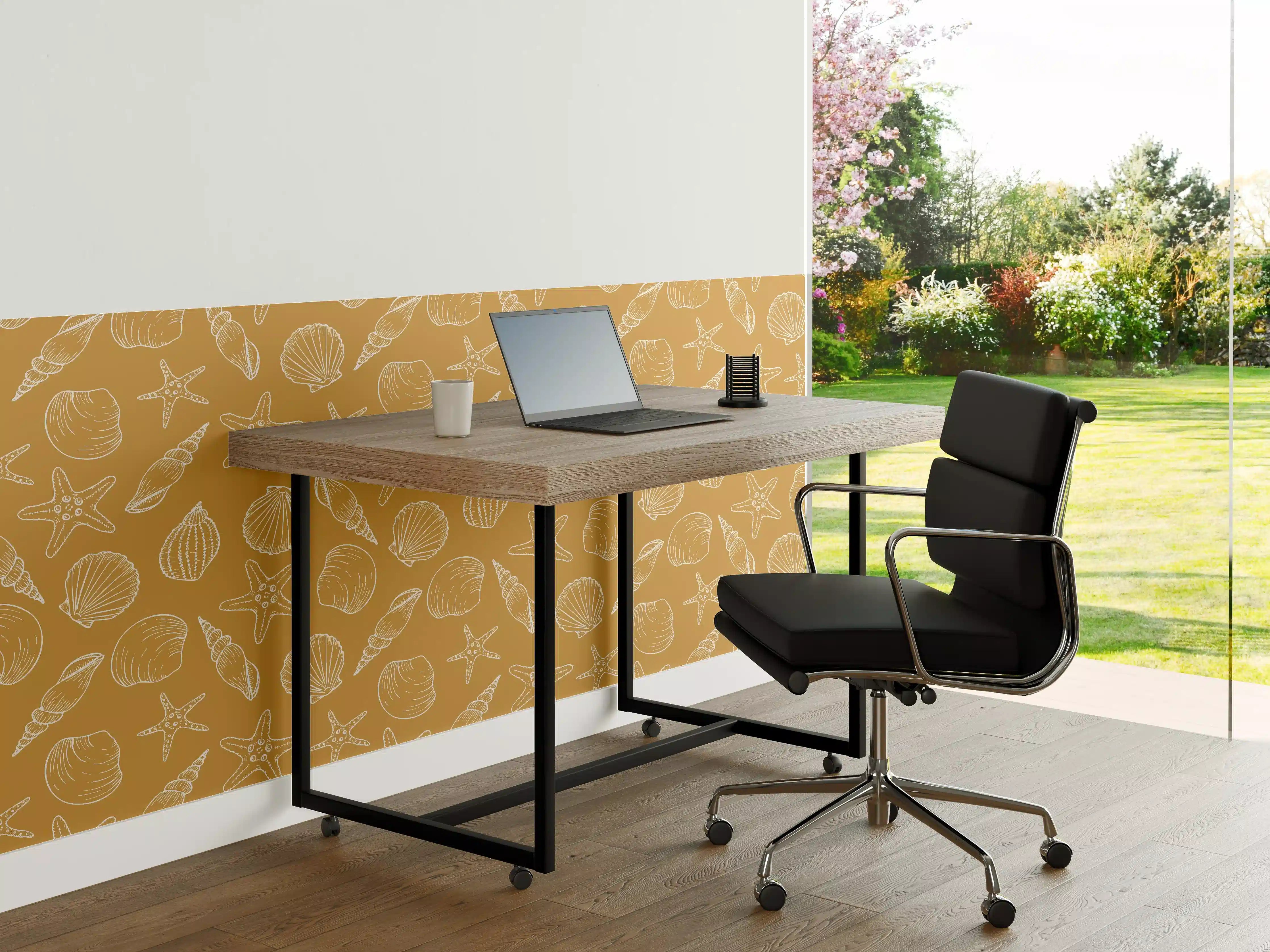 Büro Wandgestaltung - Muschelmuster Amber-Beige