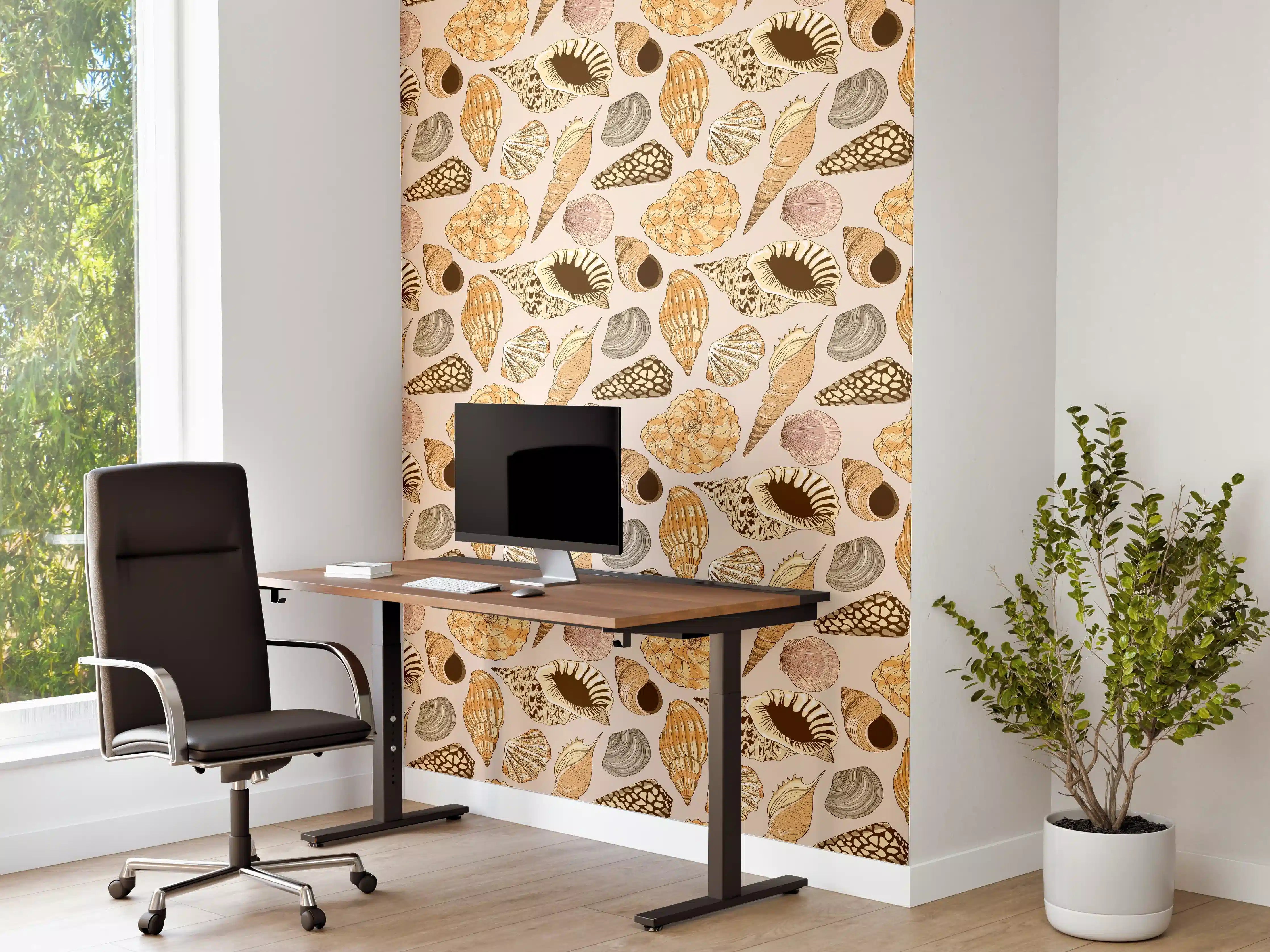 Büro Wandgestaltung - Muschelmuster Beige-Orange