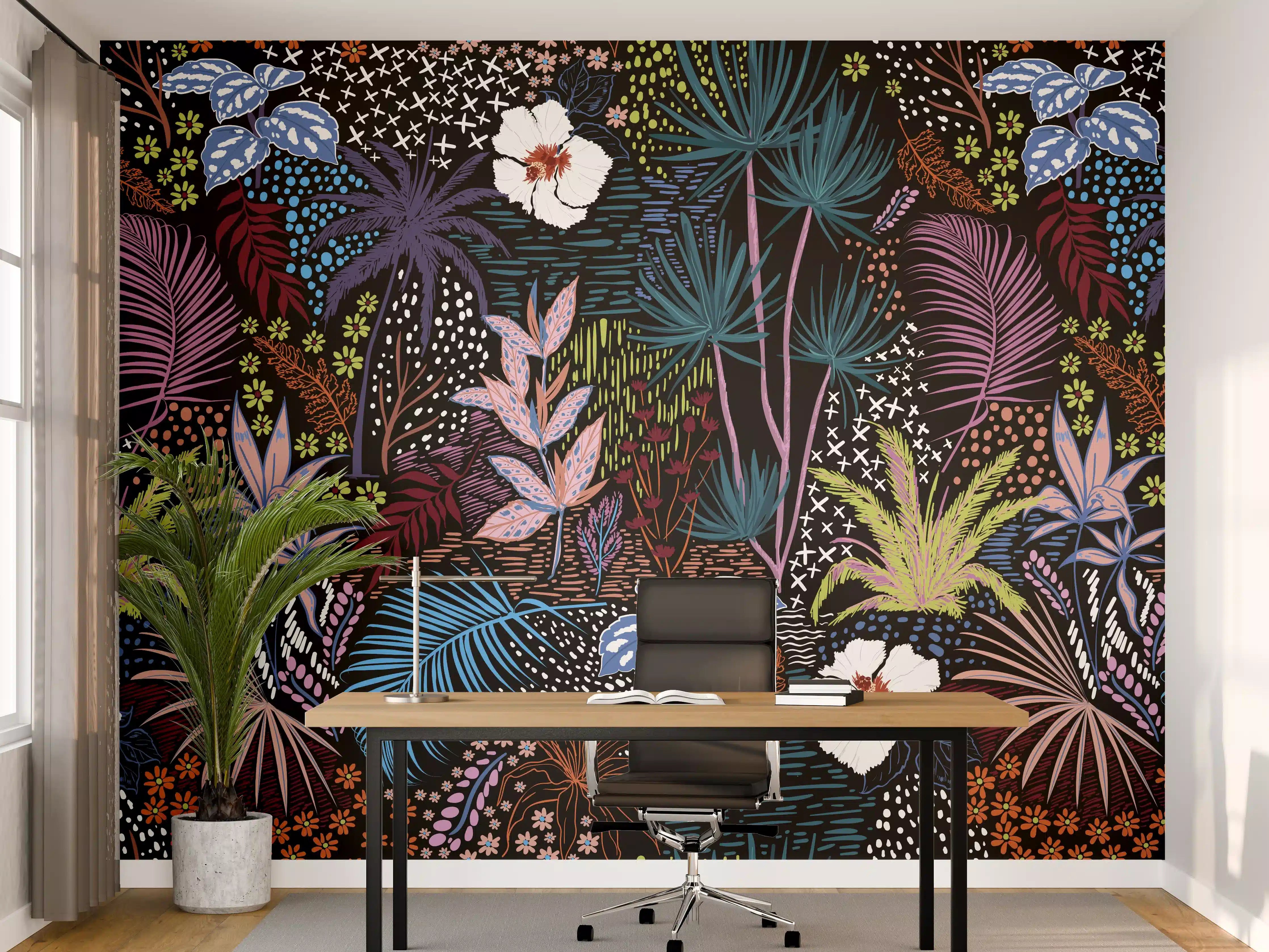Büro Wandgestaltung - Mystic Tropic Pflanzenmuster