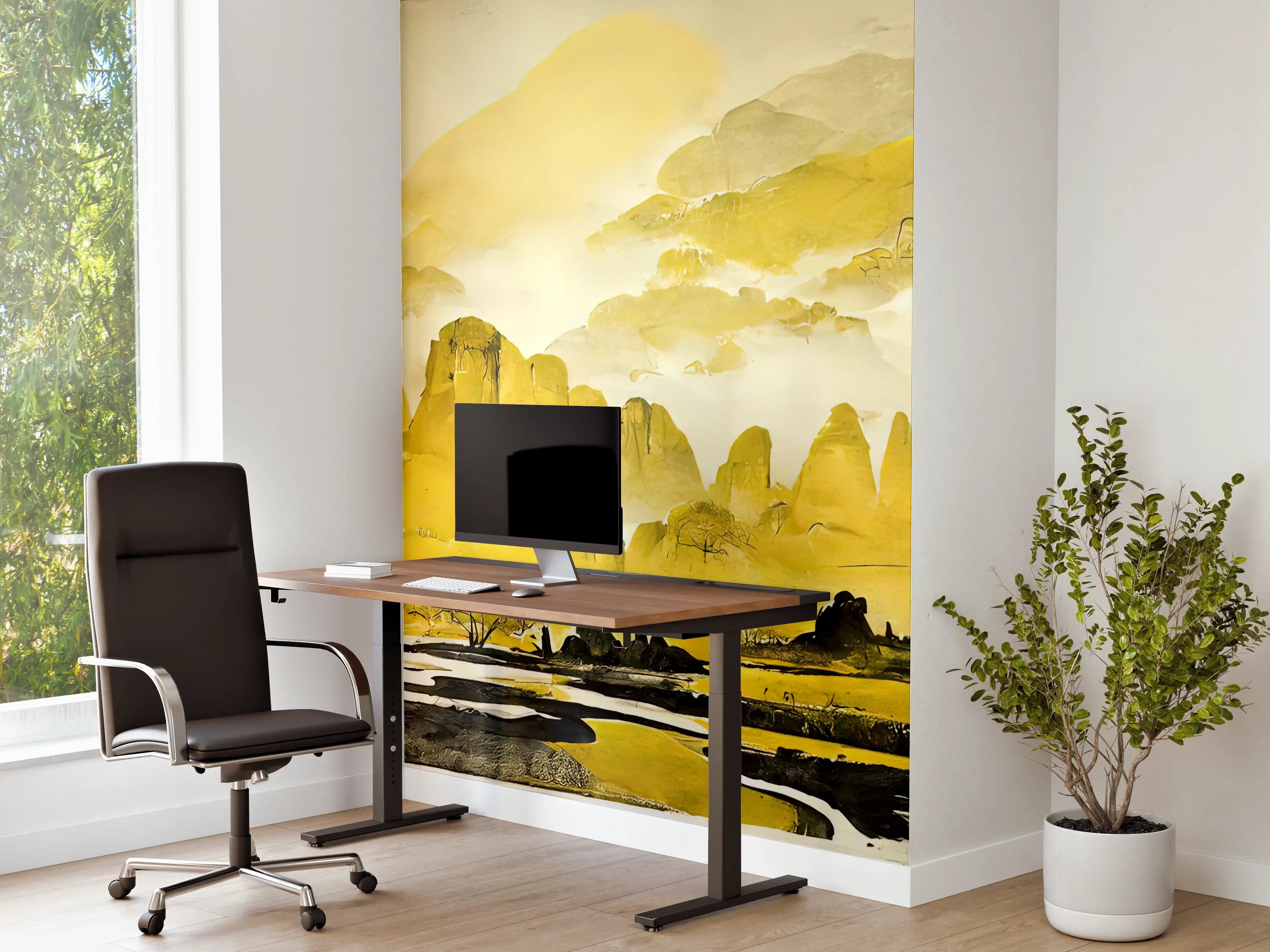 Büro Wandgestaltung - Mystische Berglandschaft mit Nebel