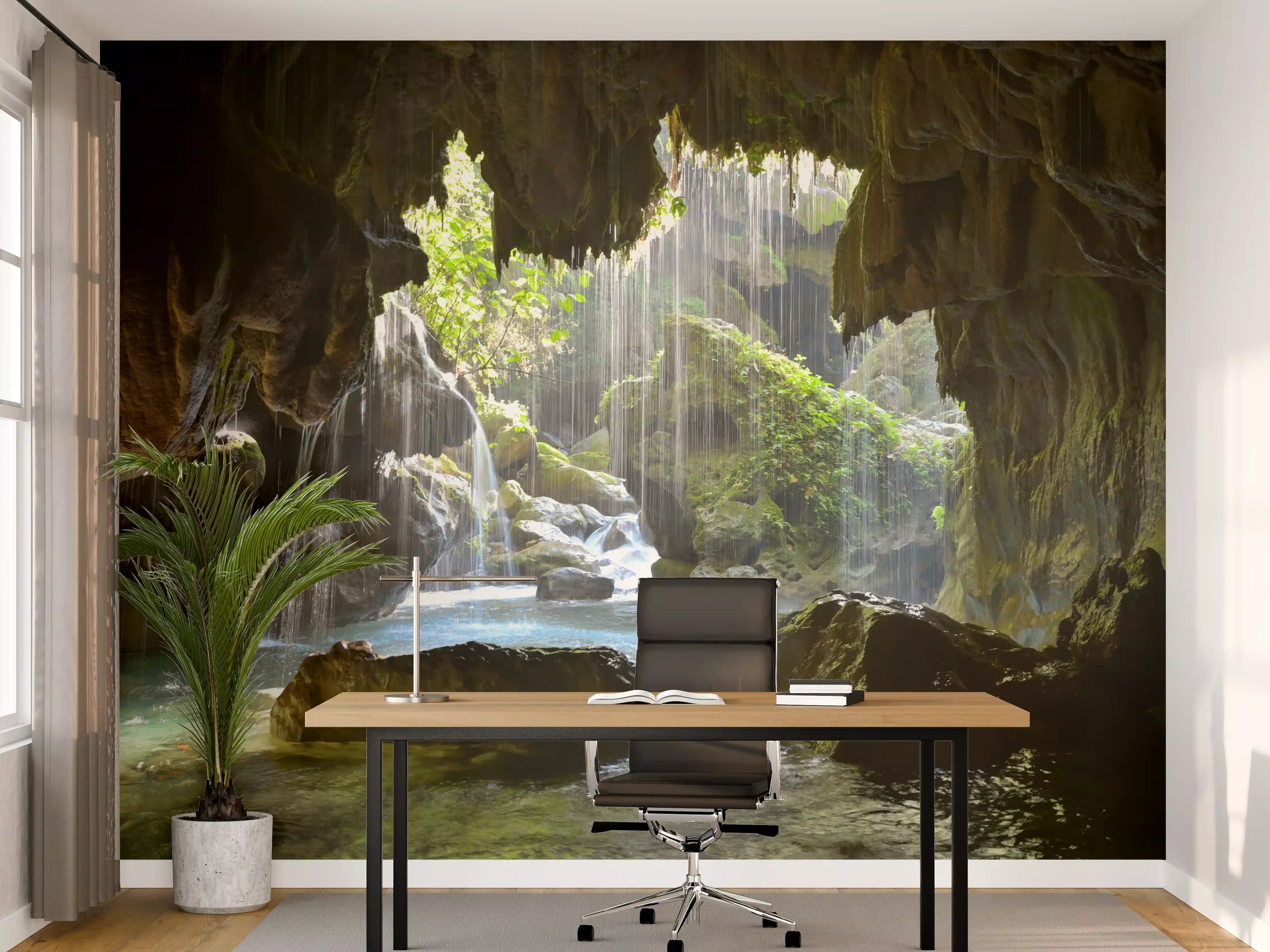 Büro Wandgestaltung - Mystische Grüne Höhlen-Lichtspiele