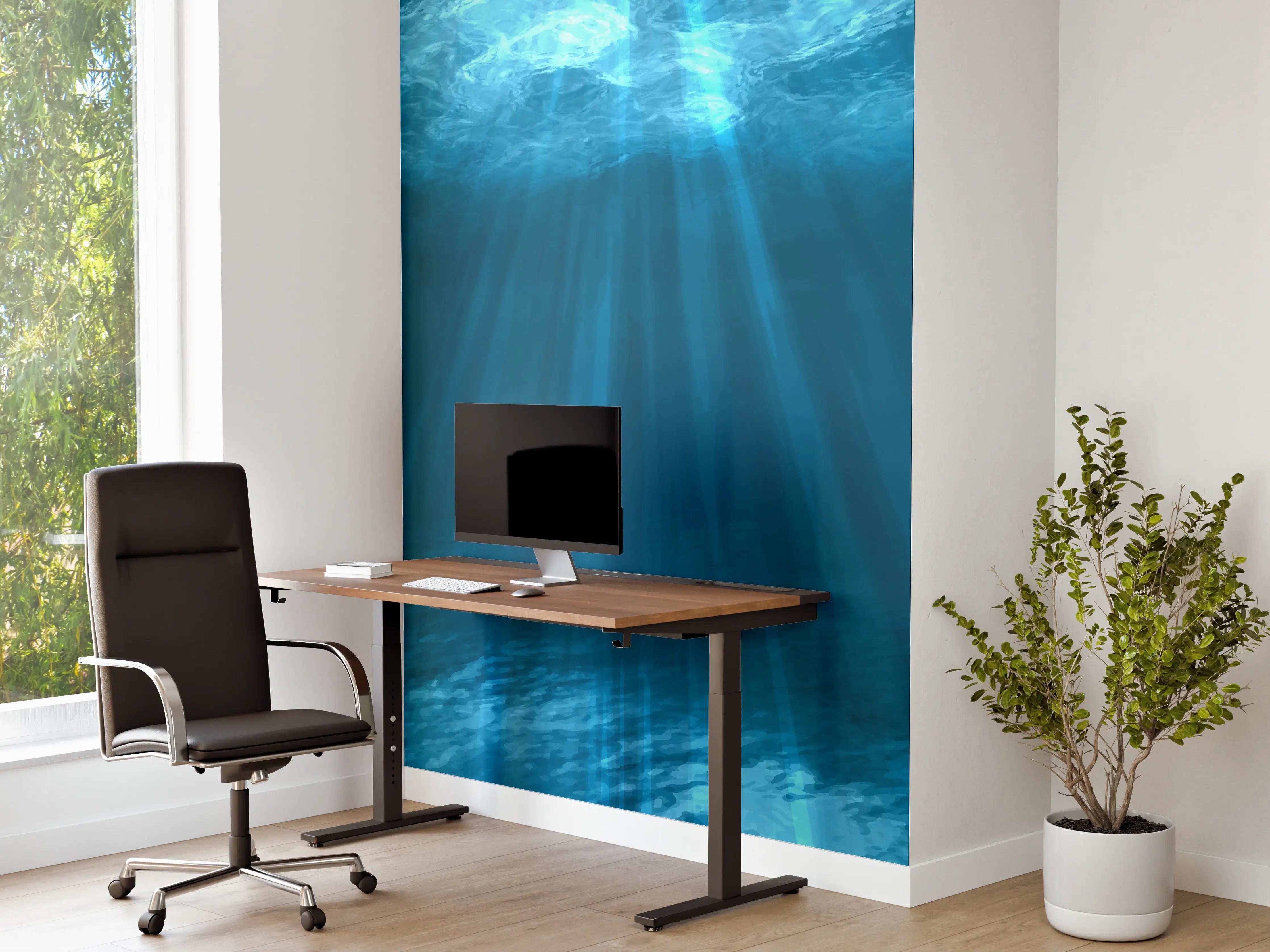 Büro Wandgestaltung - Mystische Unterwasserwelt Blau