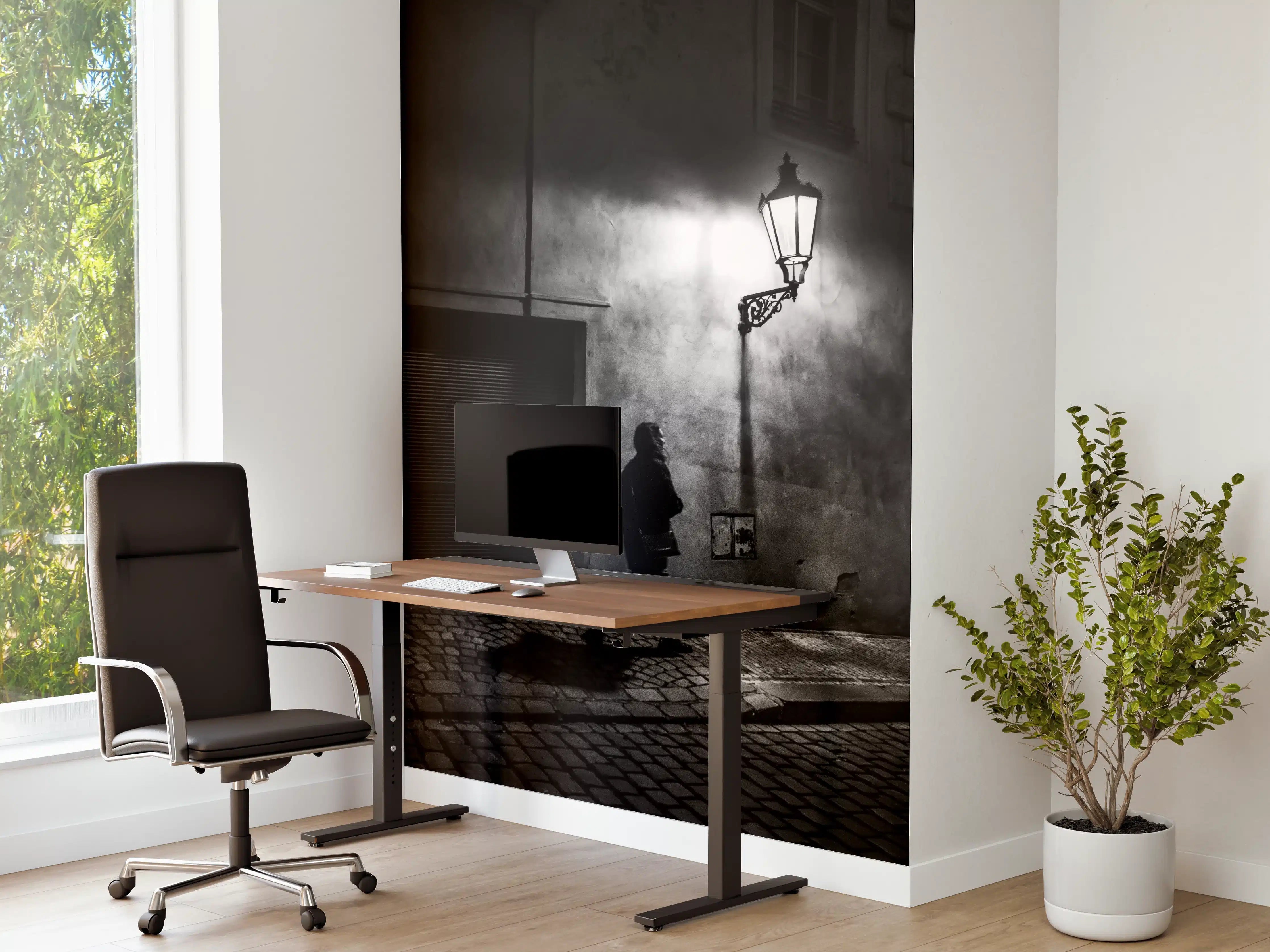 Büro Wandgestaltung - Mystischer Schattengang Schwarz-Weiß