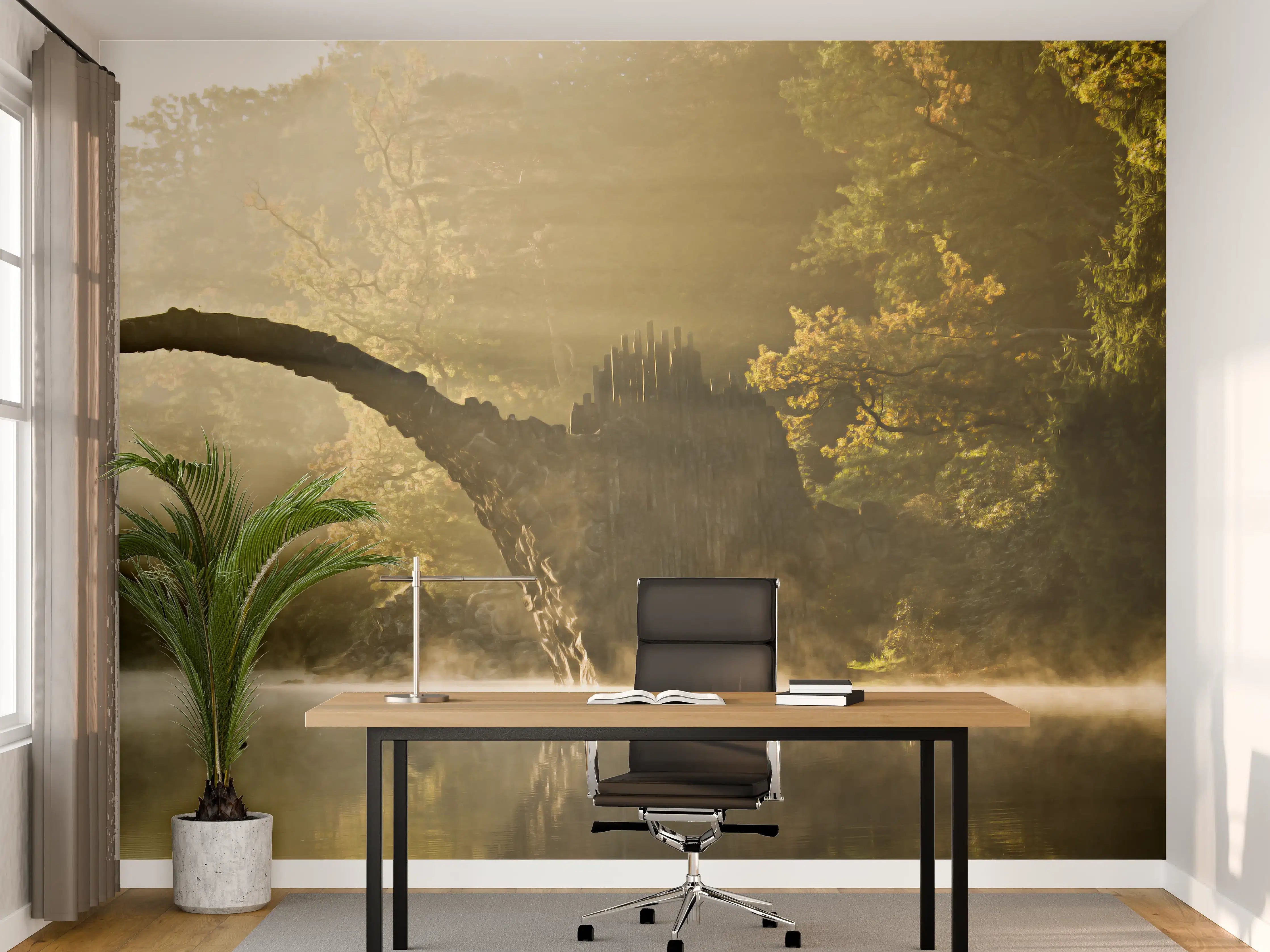 Büro Wandgestaltung - Mystischer Wasserbogen im Morgengrauen