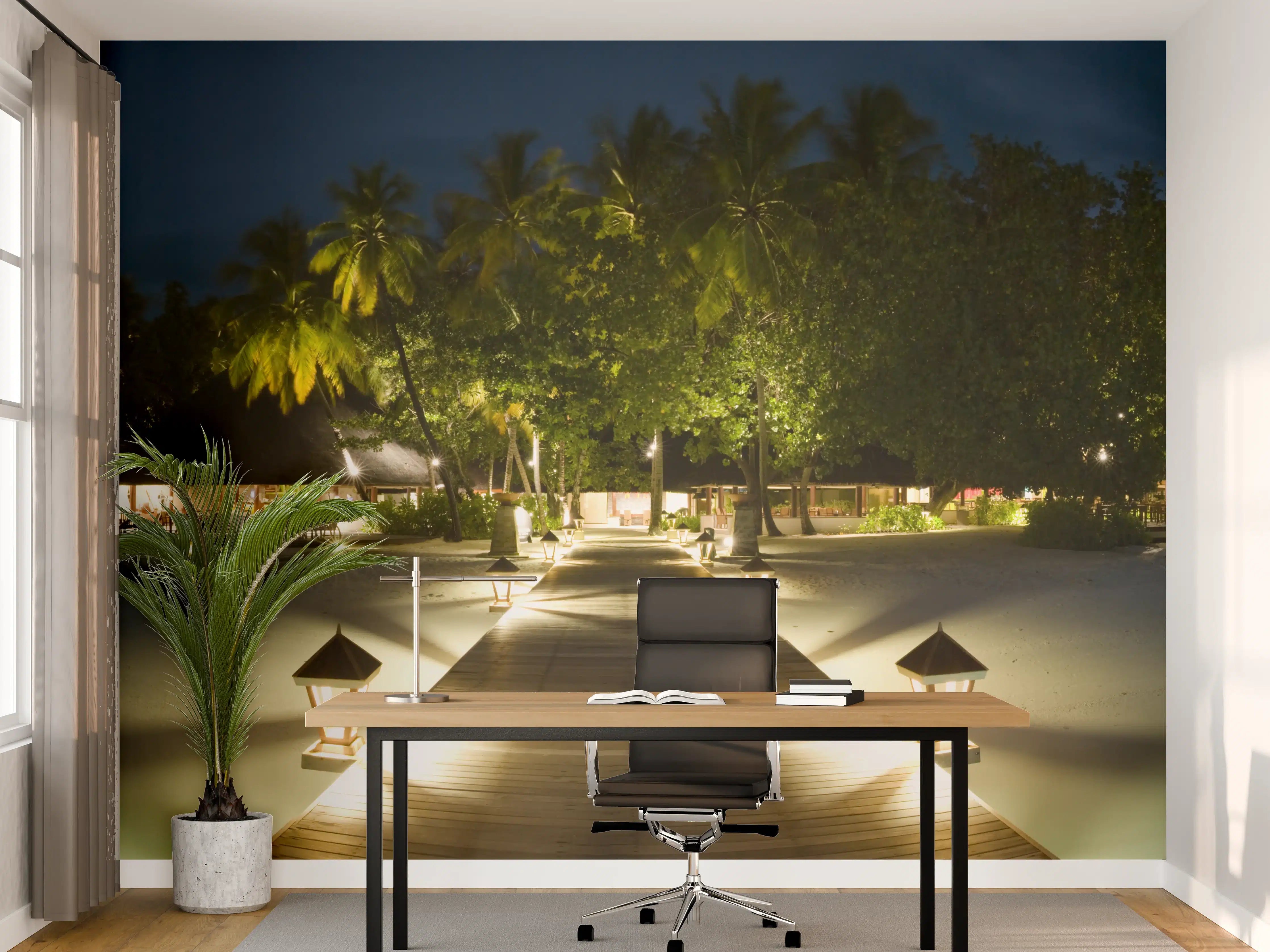 Büro Wandgestaltung - Nachtpanorama von Ihuru Island