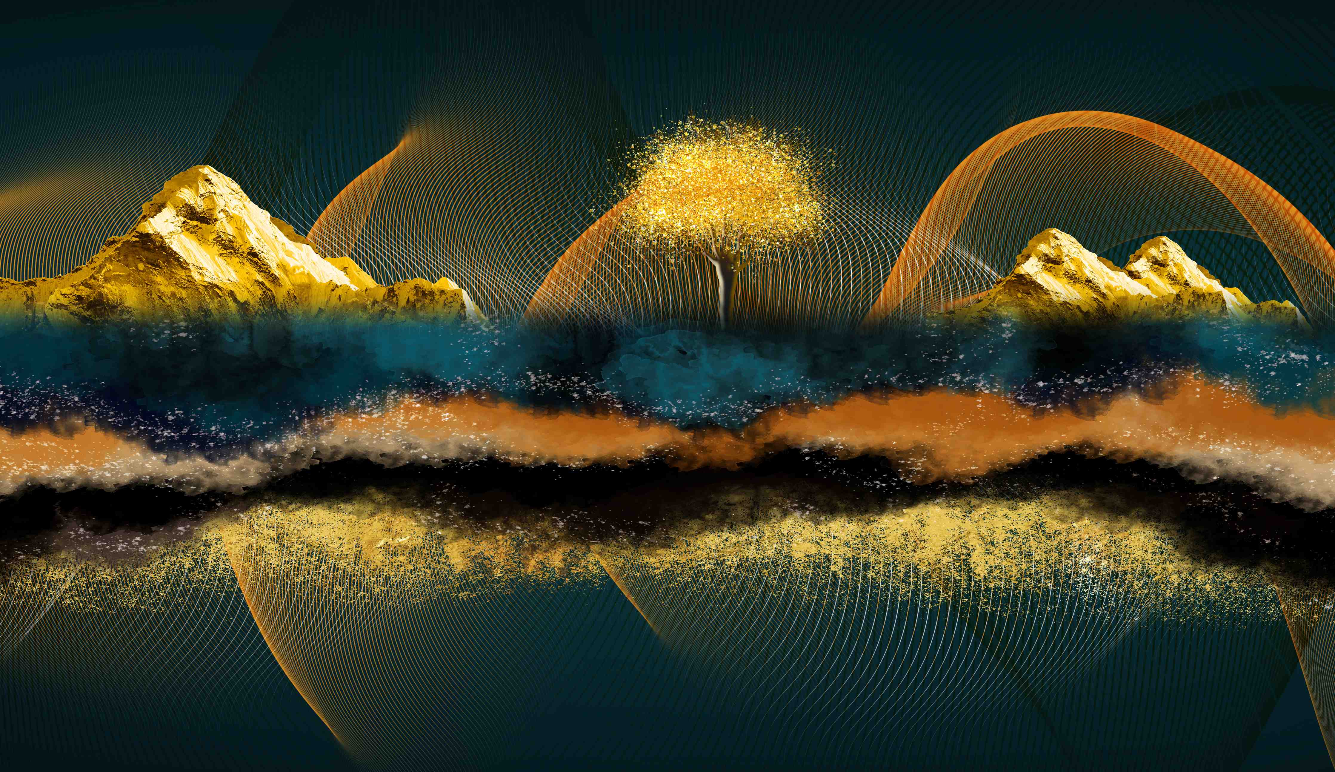 Büro Wandgestaltung-Nächtlicher Anblick - Zeichnung