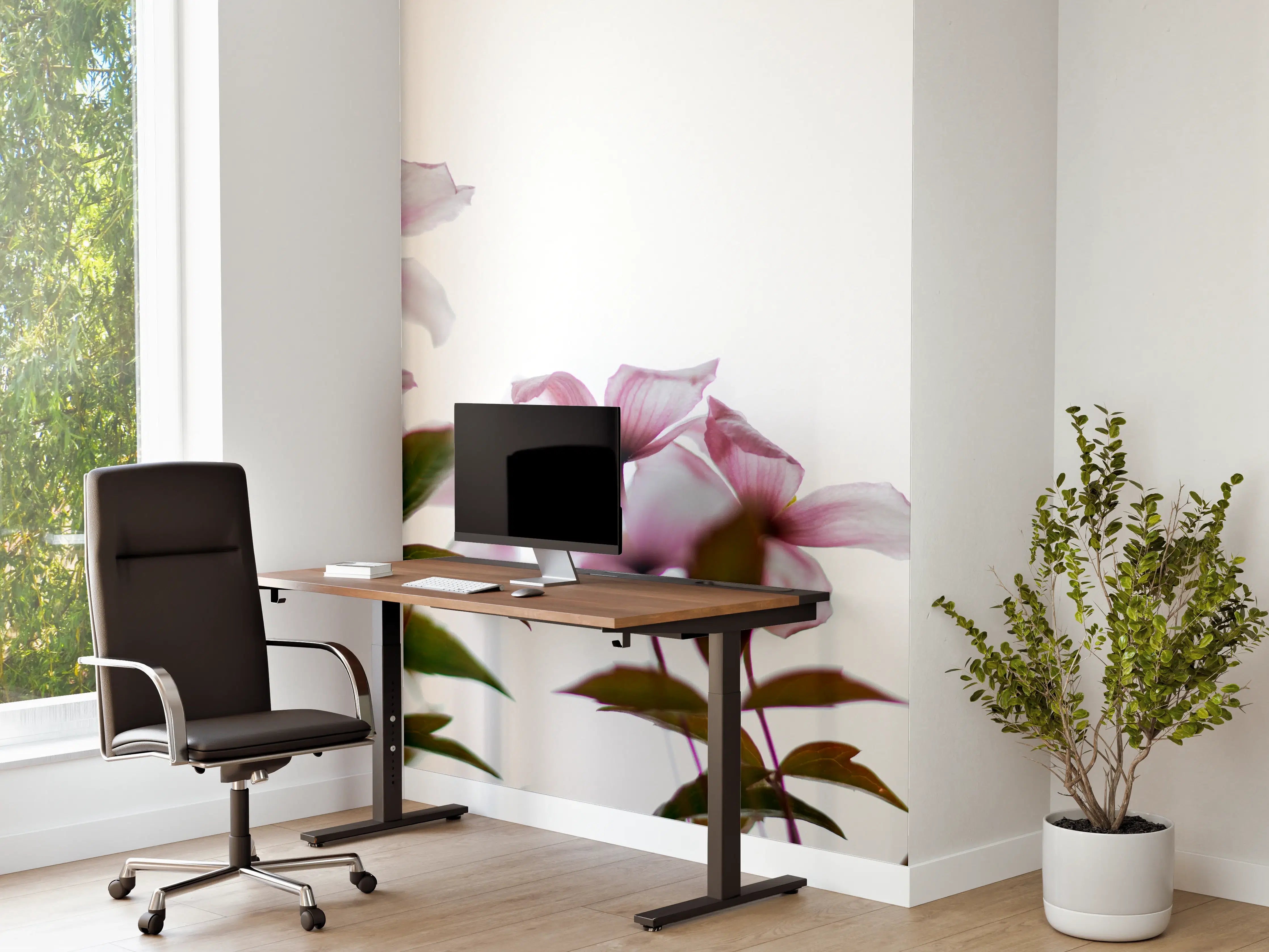 Büro Wandgestaltung - Nahaufnahme - Clematis Blüten