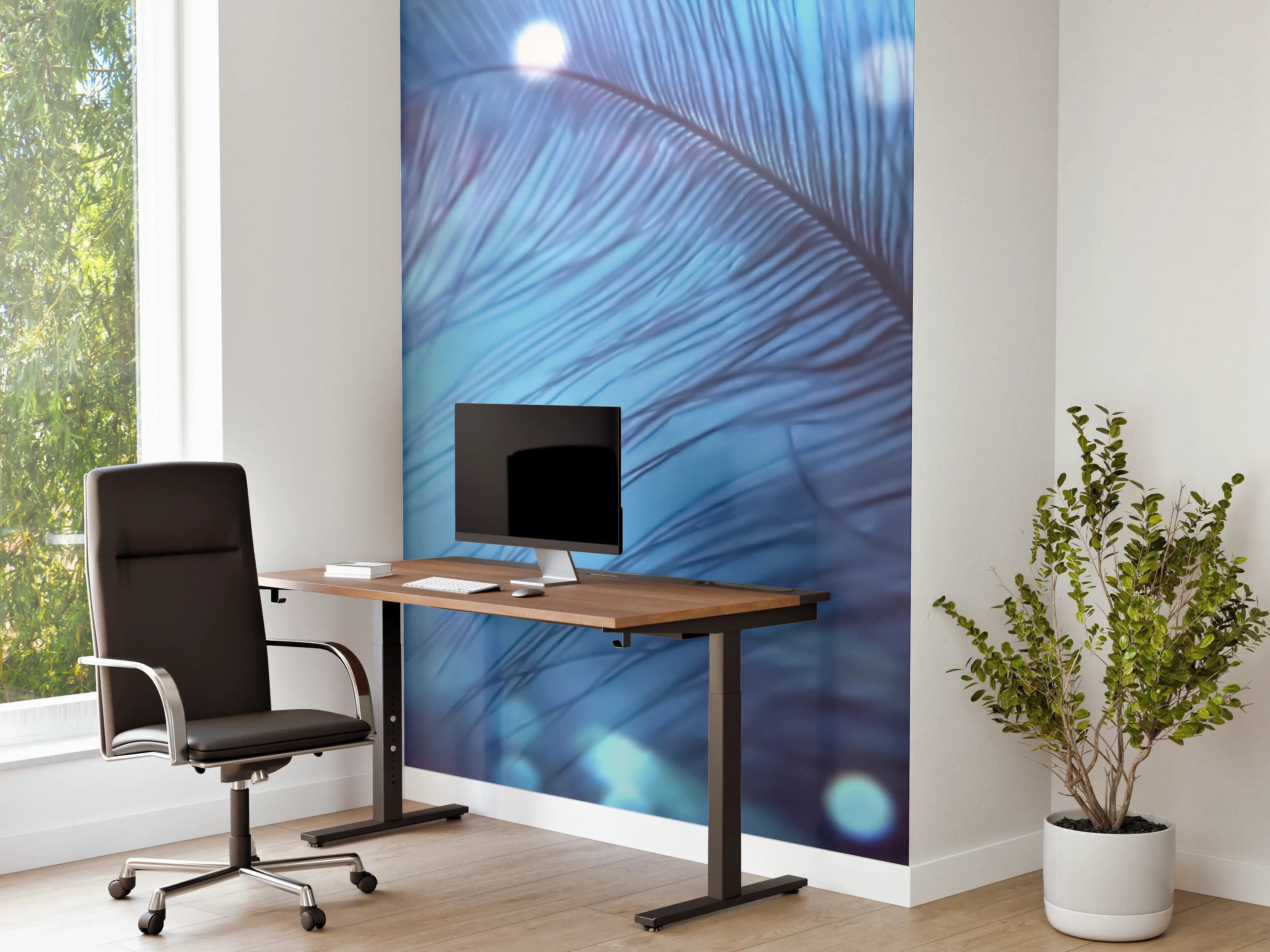 Büro Wandgestaltung - Nahaufnahme einer blauen Feder