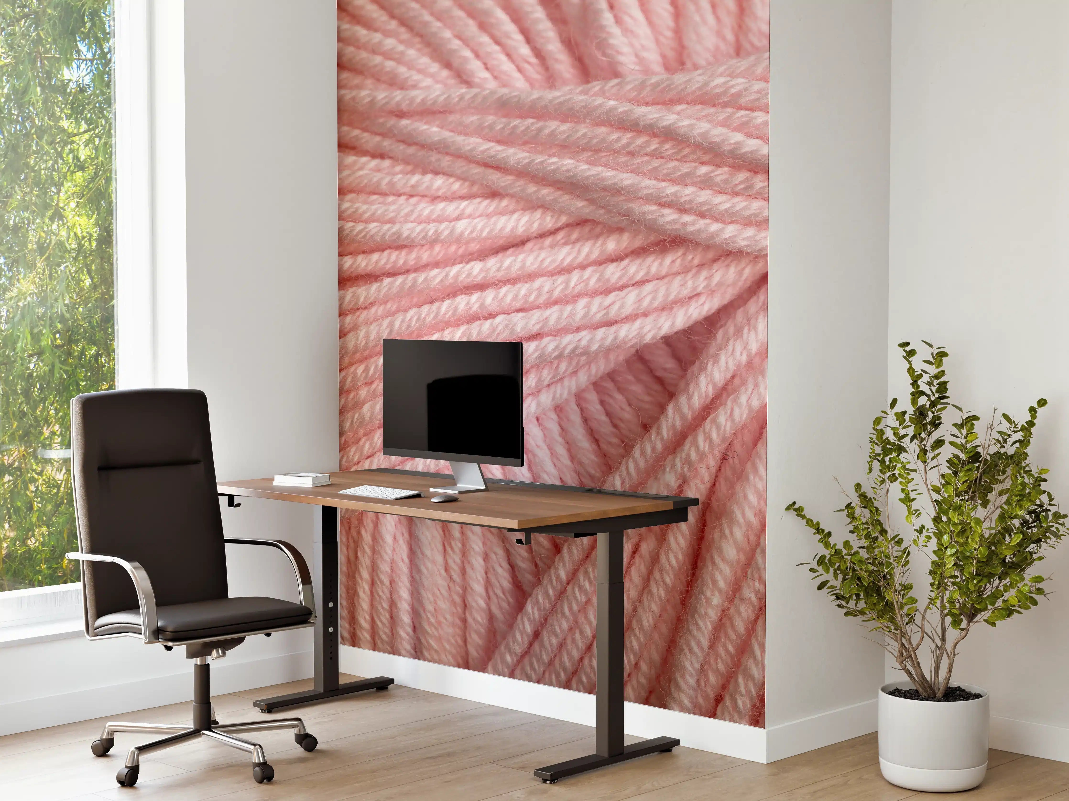 Büro Wandgestaltung - Nahaufnahme eines rosa Garnknäuels