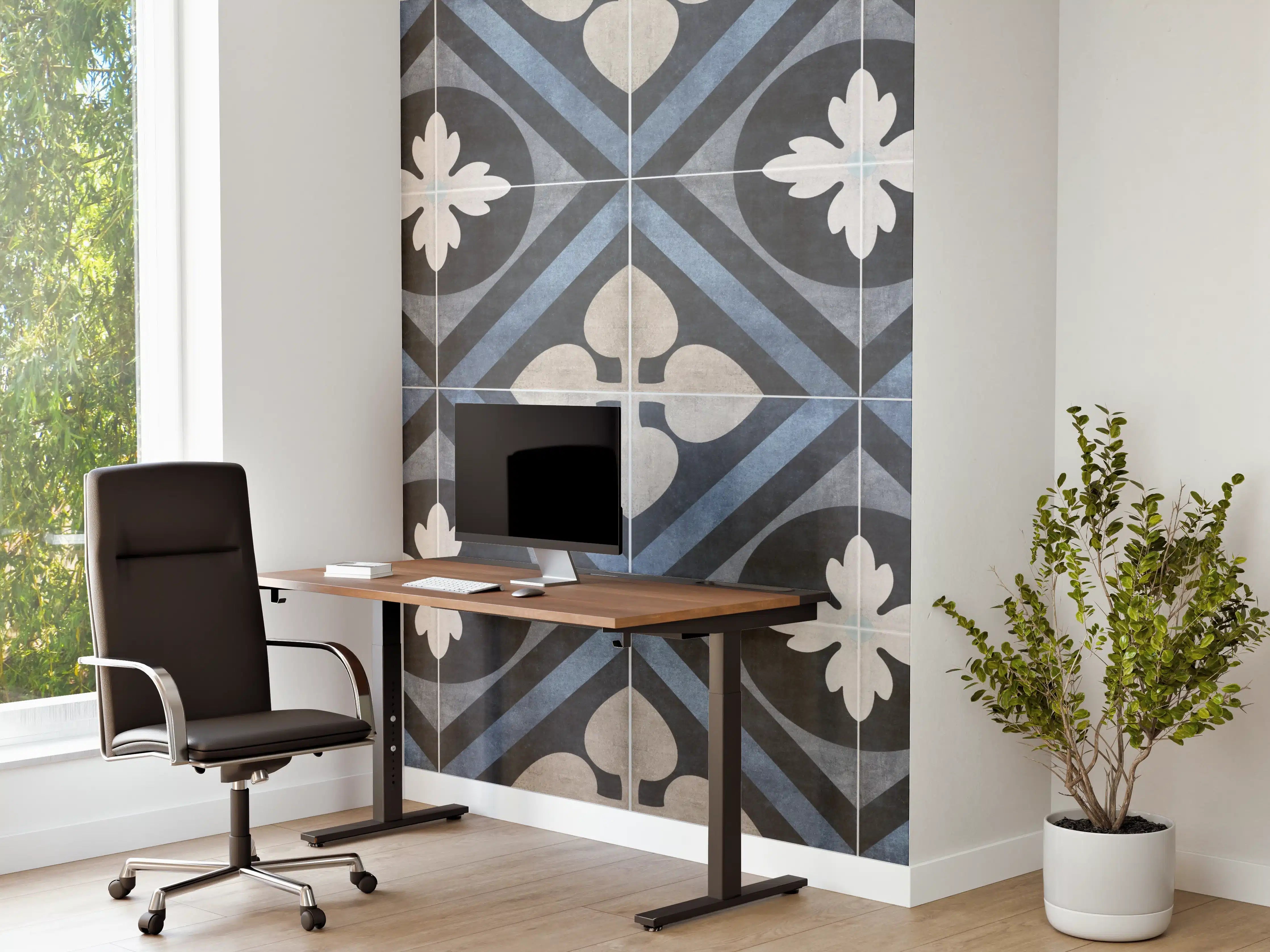 Büro Wandgestaltung - Nahtlose blau weiße vintage Fliesen
