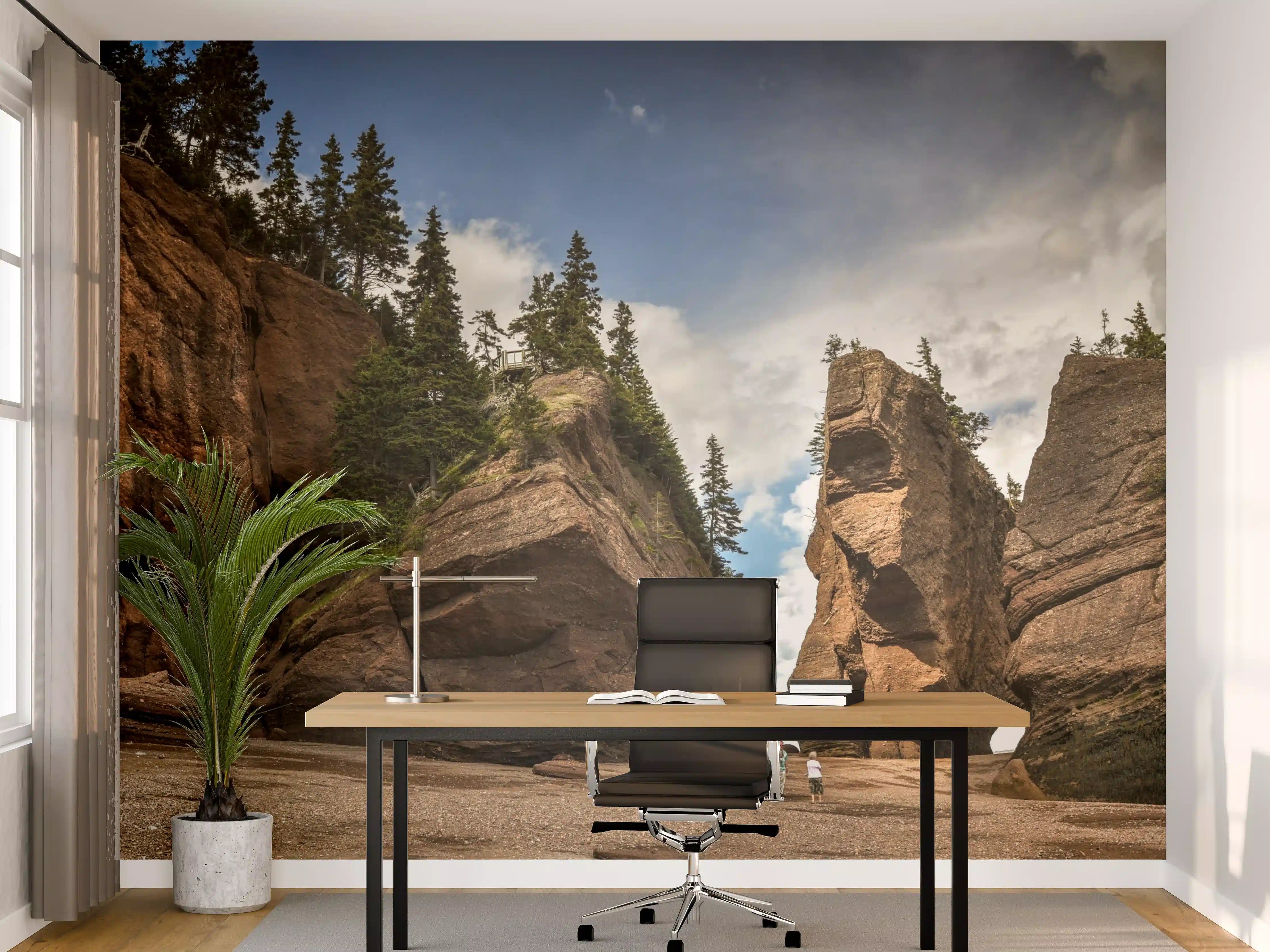 Büro Wandgestaltung - Natürliche Felsküste bei Sonnenaufgang