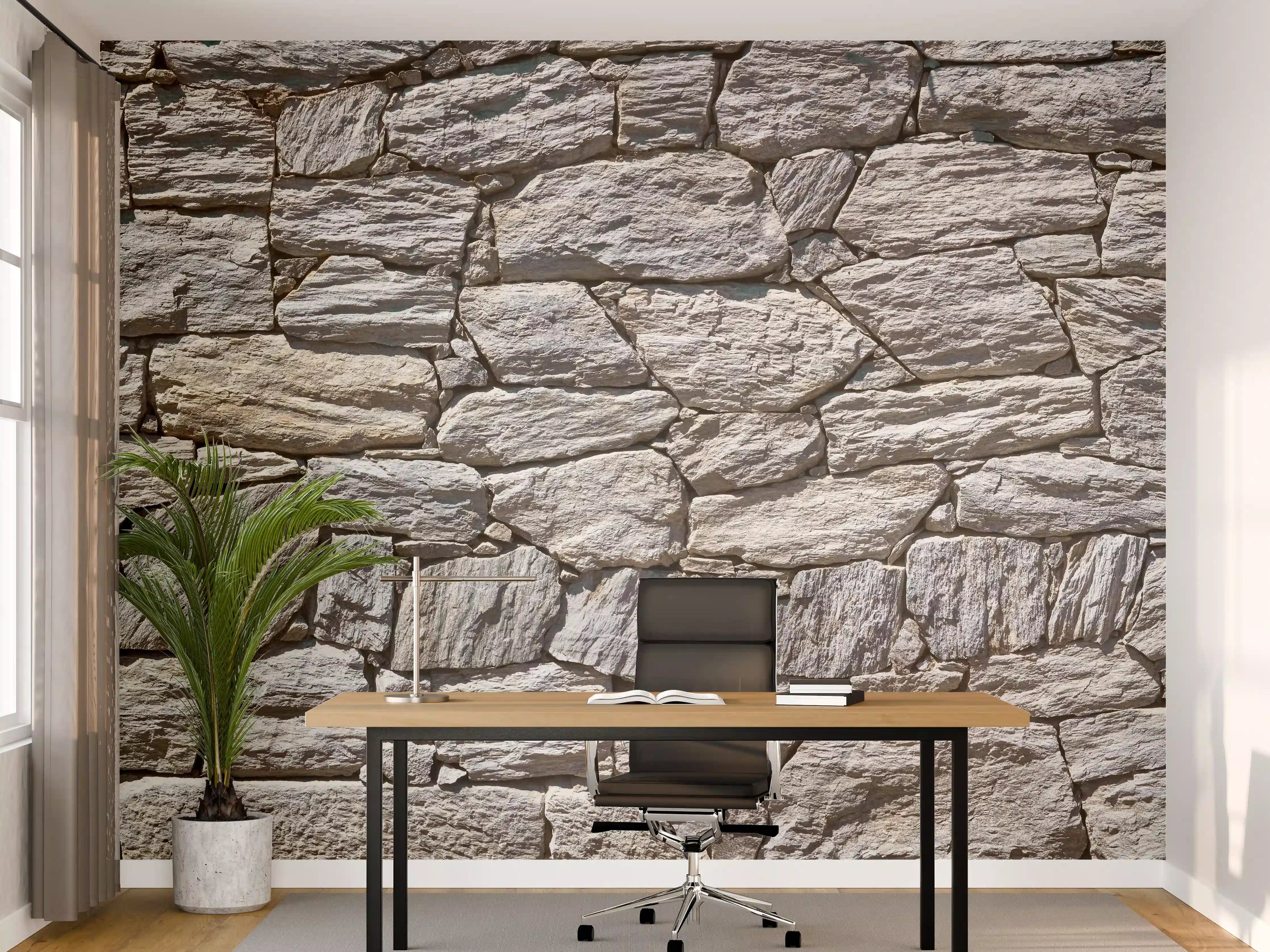 Büro Wandgestaltung - Natürliche Steinmauer