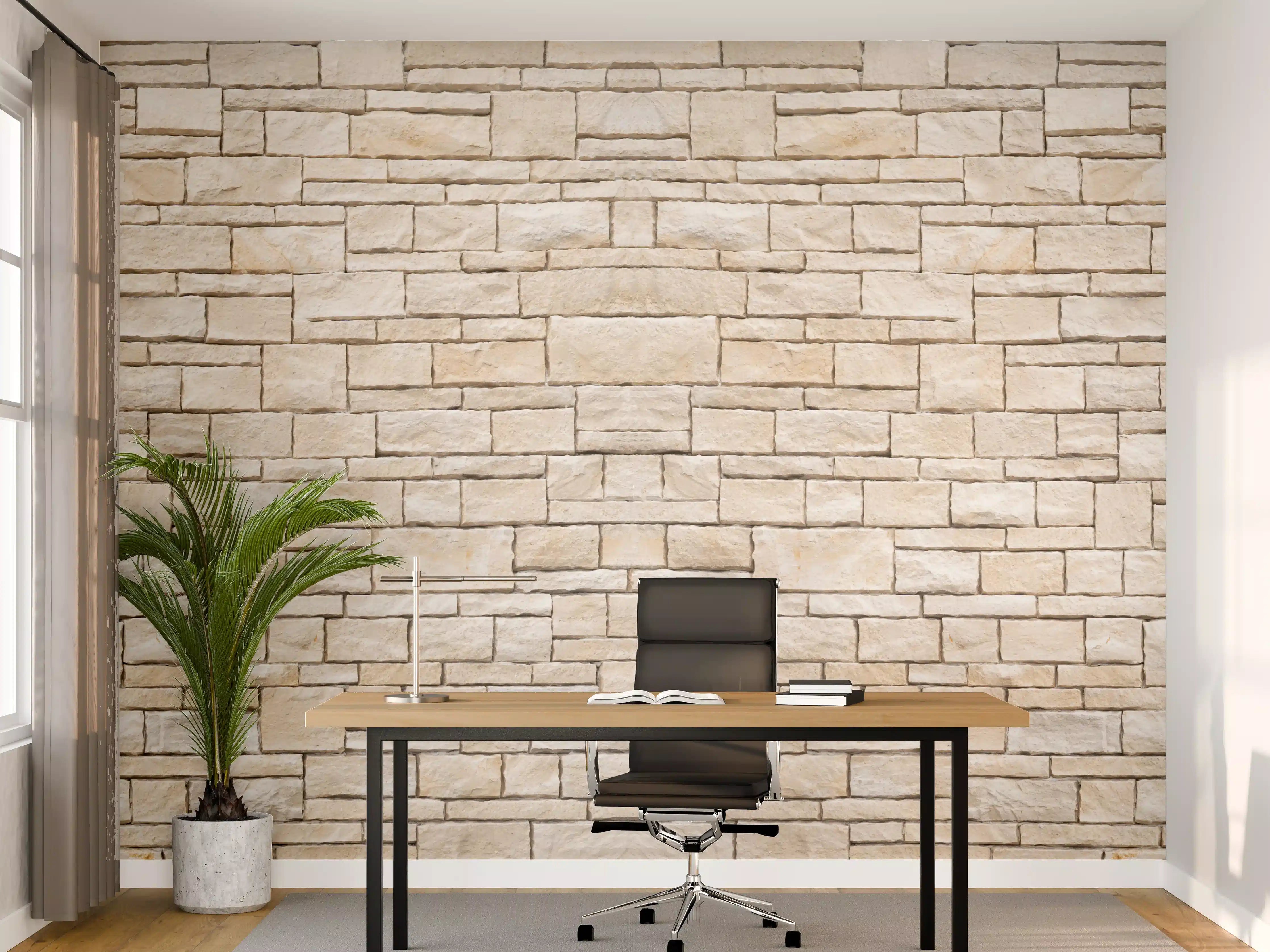 Büro Wandgestaltung - Natürliche beige Ziegelwand