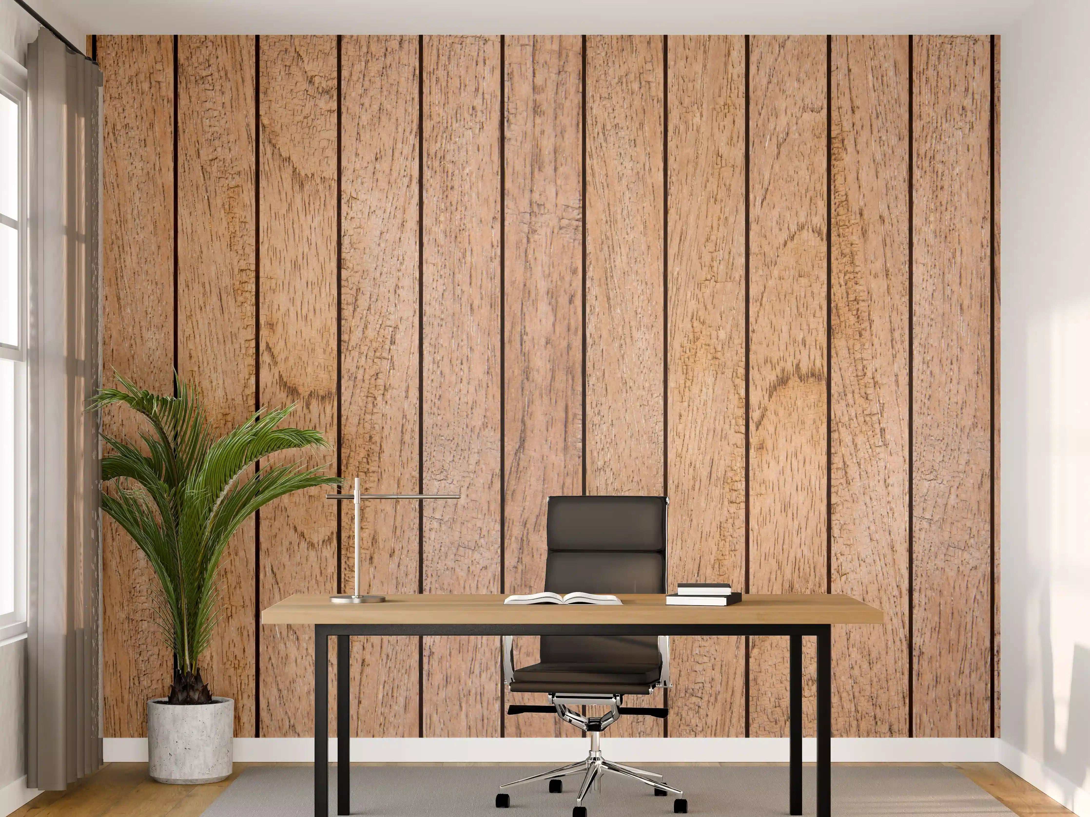 Büro Wandgestaltung - Naturholz Bretter Muster