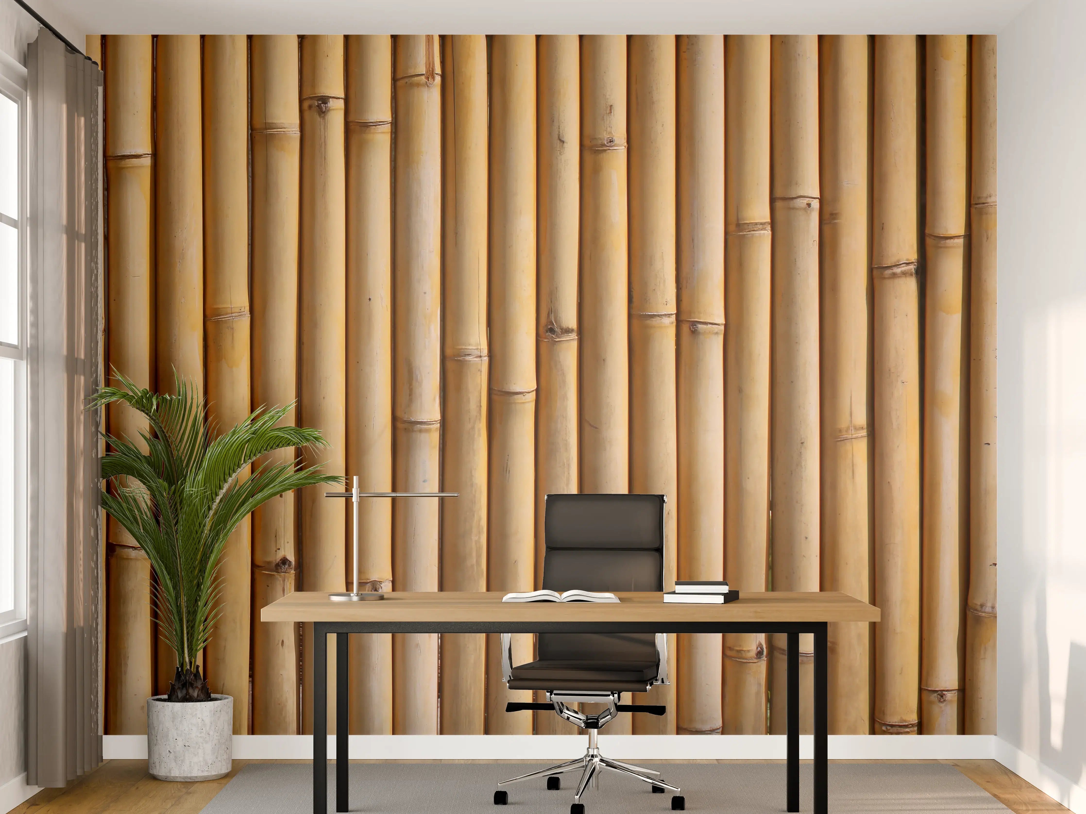Büro Wandgestaltung - Naturholz mit warmen Tönen