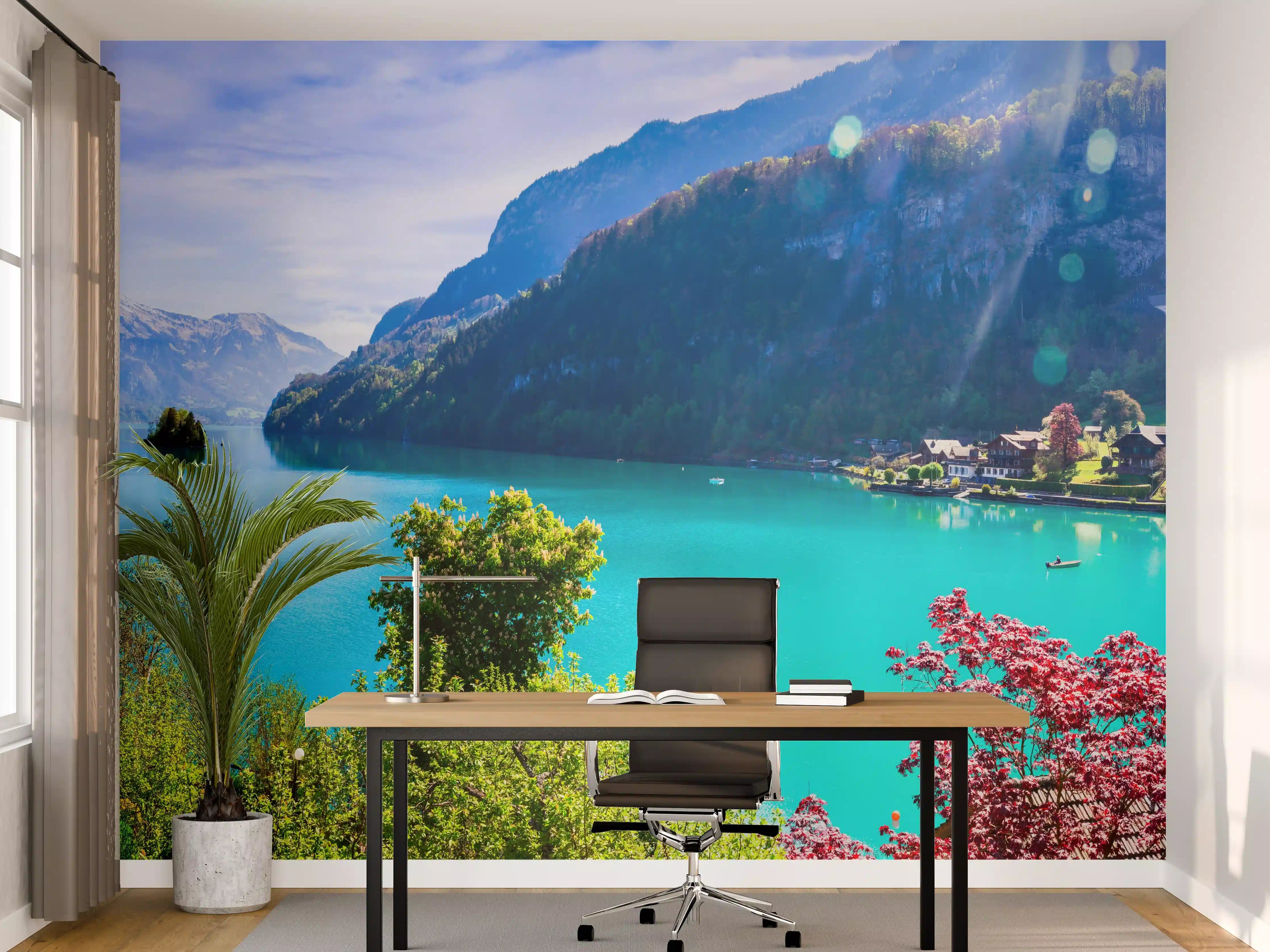 Büro Wandgestaltung - Naturkulisse des Brienzersees - Schweiz