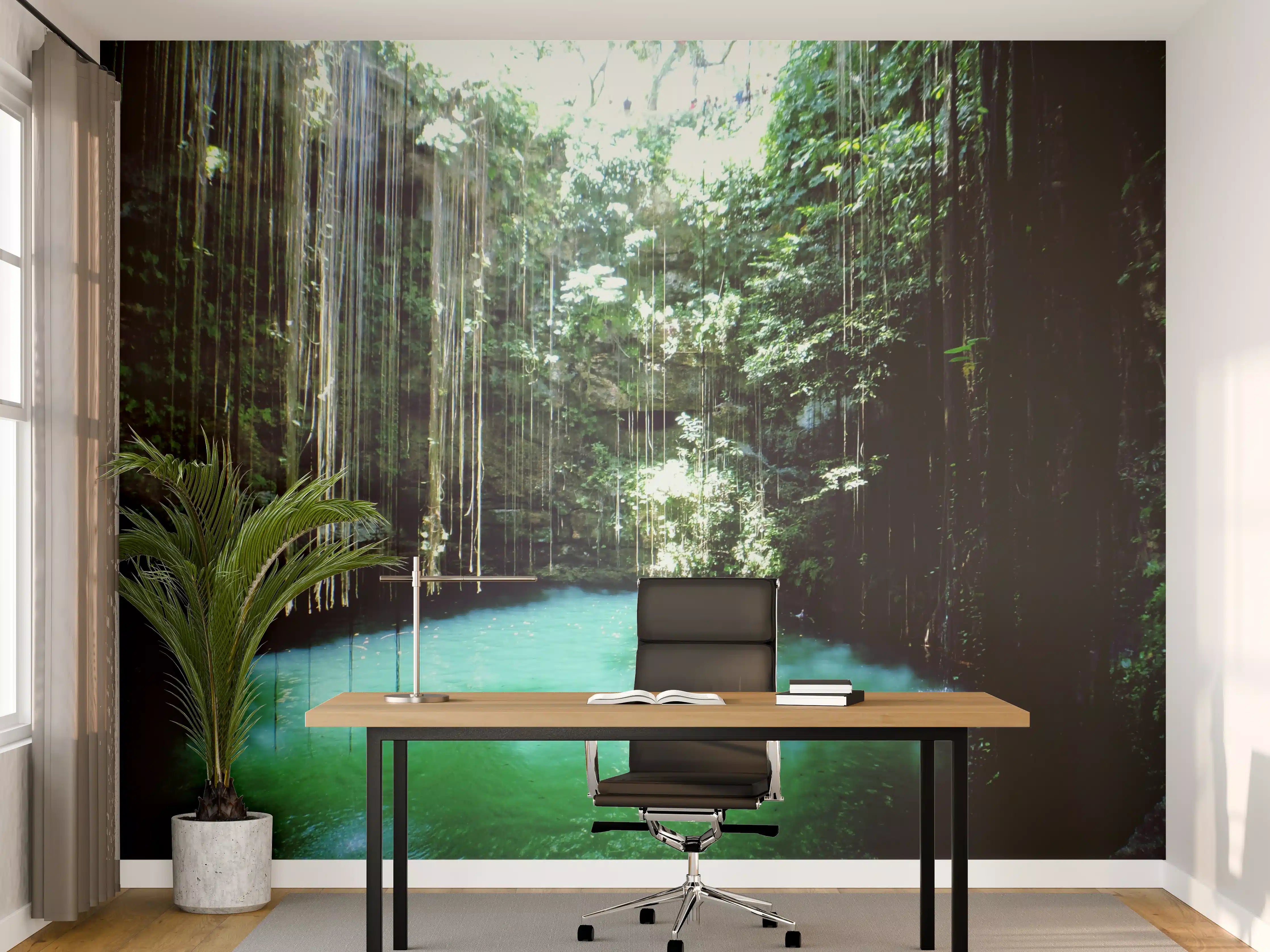 Büro Wandgestaltung - Naturtraum Wasserfall im Dschungel