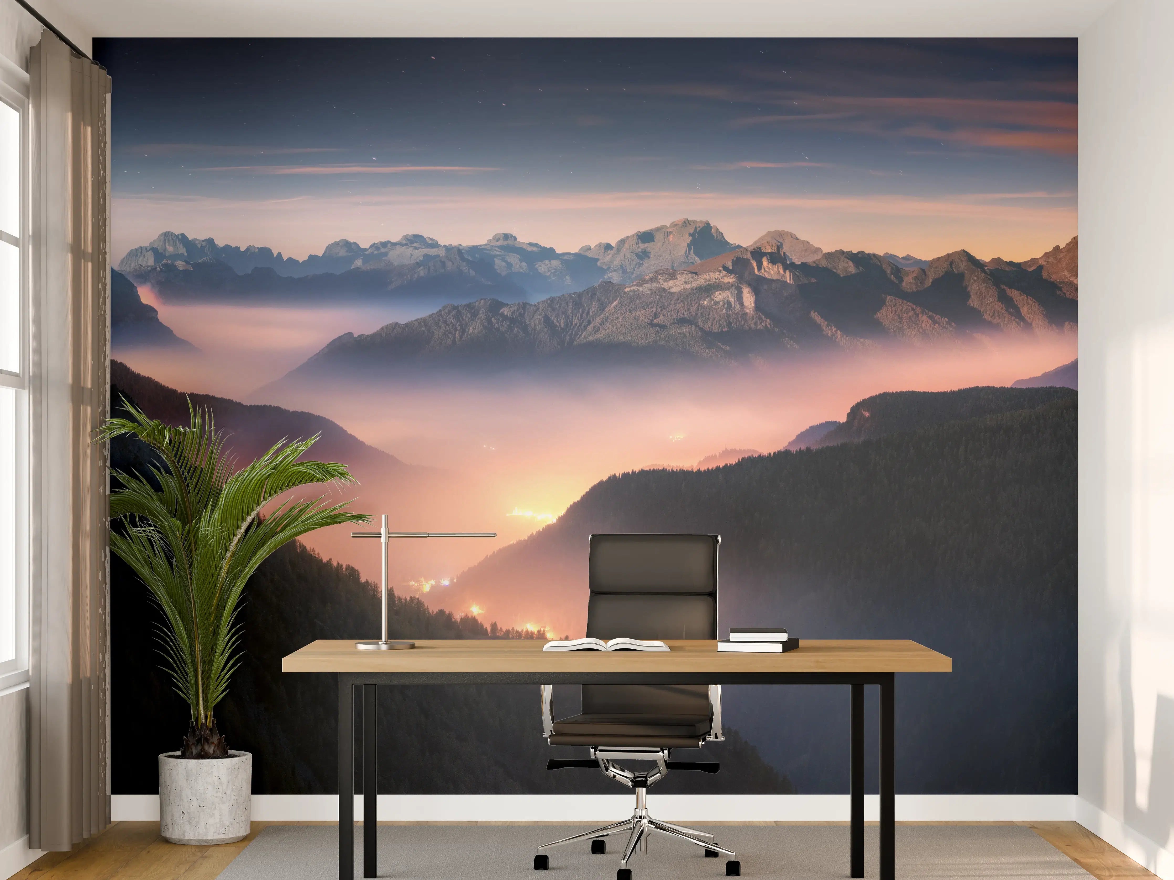 Büro Wandgestaltung - Nebliger Blick auf Dolomiten