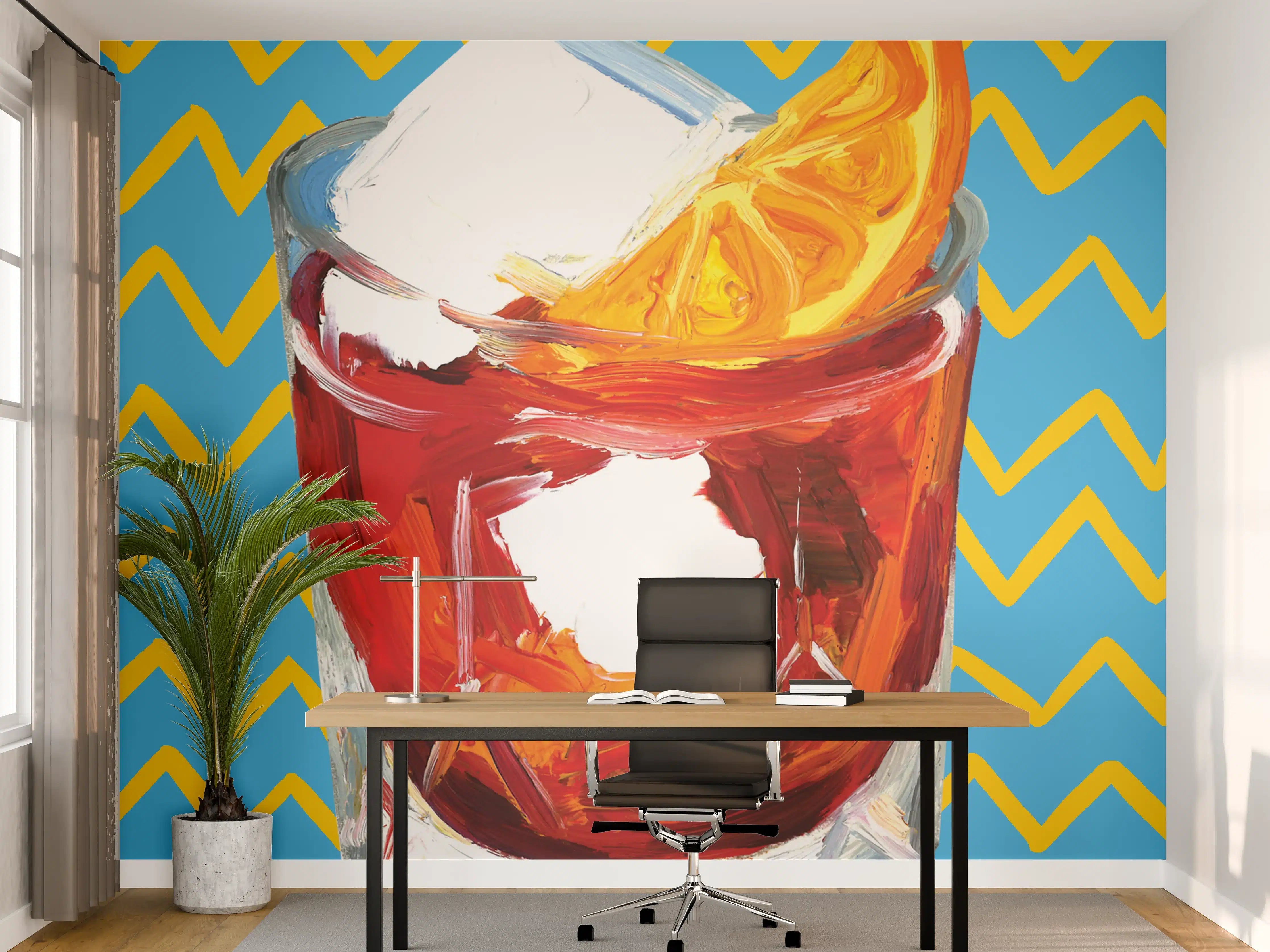 Büro Wandgestaltung - Negroni Cocktail - Acryl Gemälde