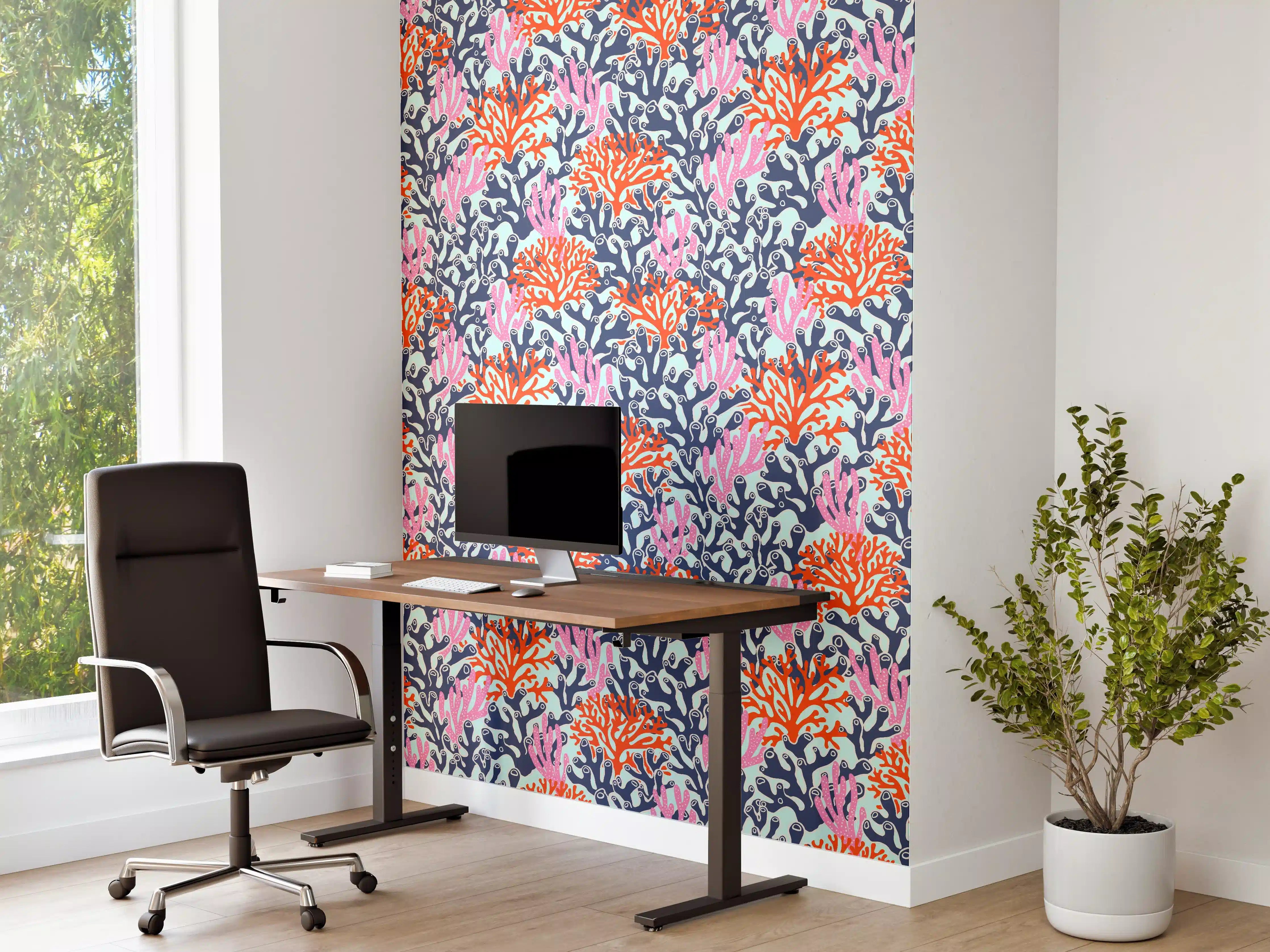 Büro Wandgestaltung - Neon-Korallen Blau Orange Pink